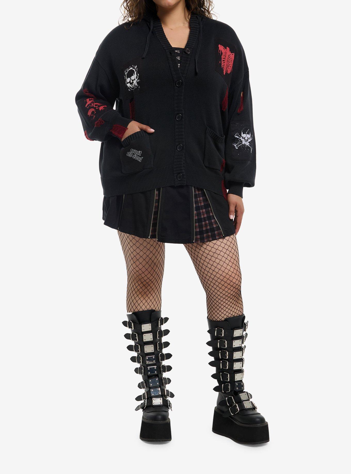 Social Collision Trust No Soul Girls Knit Hoodie Plus Size, MULTI, alternate