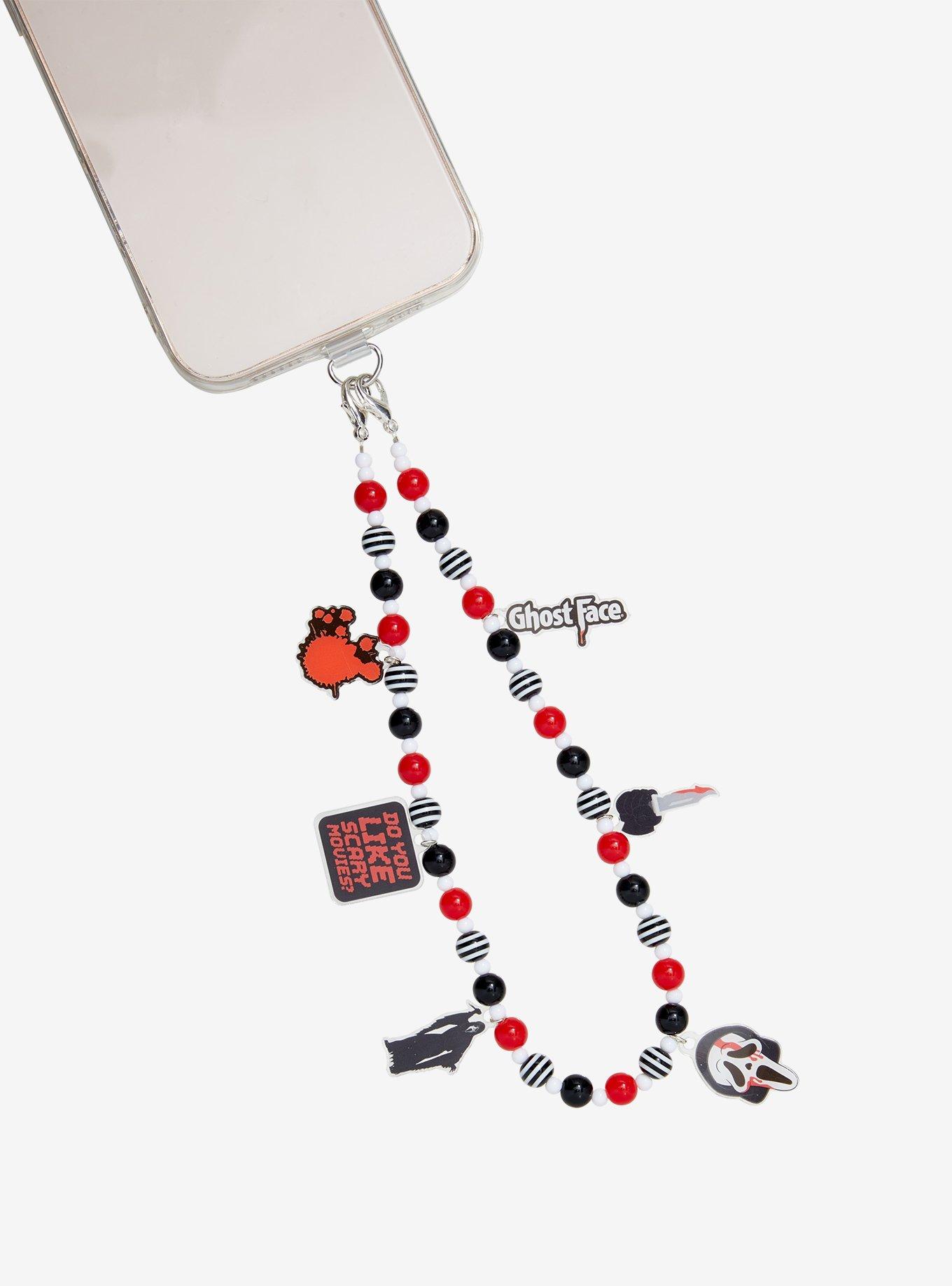 Ghost Face Bead Phone Charm Hot Topic Exclusive, , hi-res