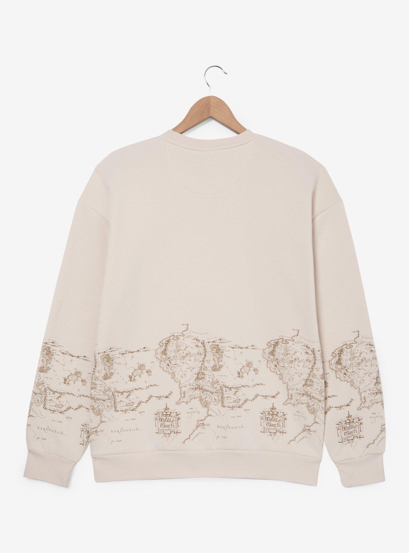 The Lord of The Rings Middle-earth Map Embroidered Crewneck - BoxLunch Exclusive, , hi-res