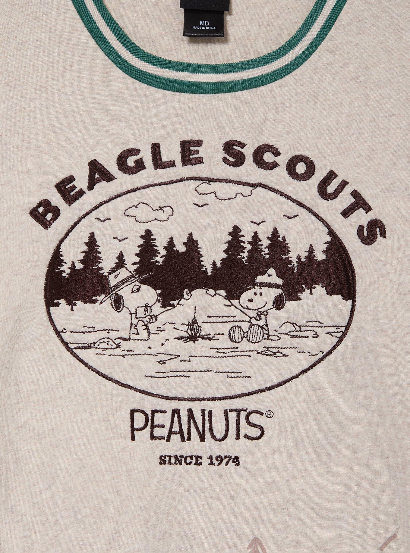 Peanuts Snoopy Beagle Scouts Embroidered Crewneck - BoxLunch Exclusive, BROWN, alternate