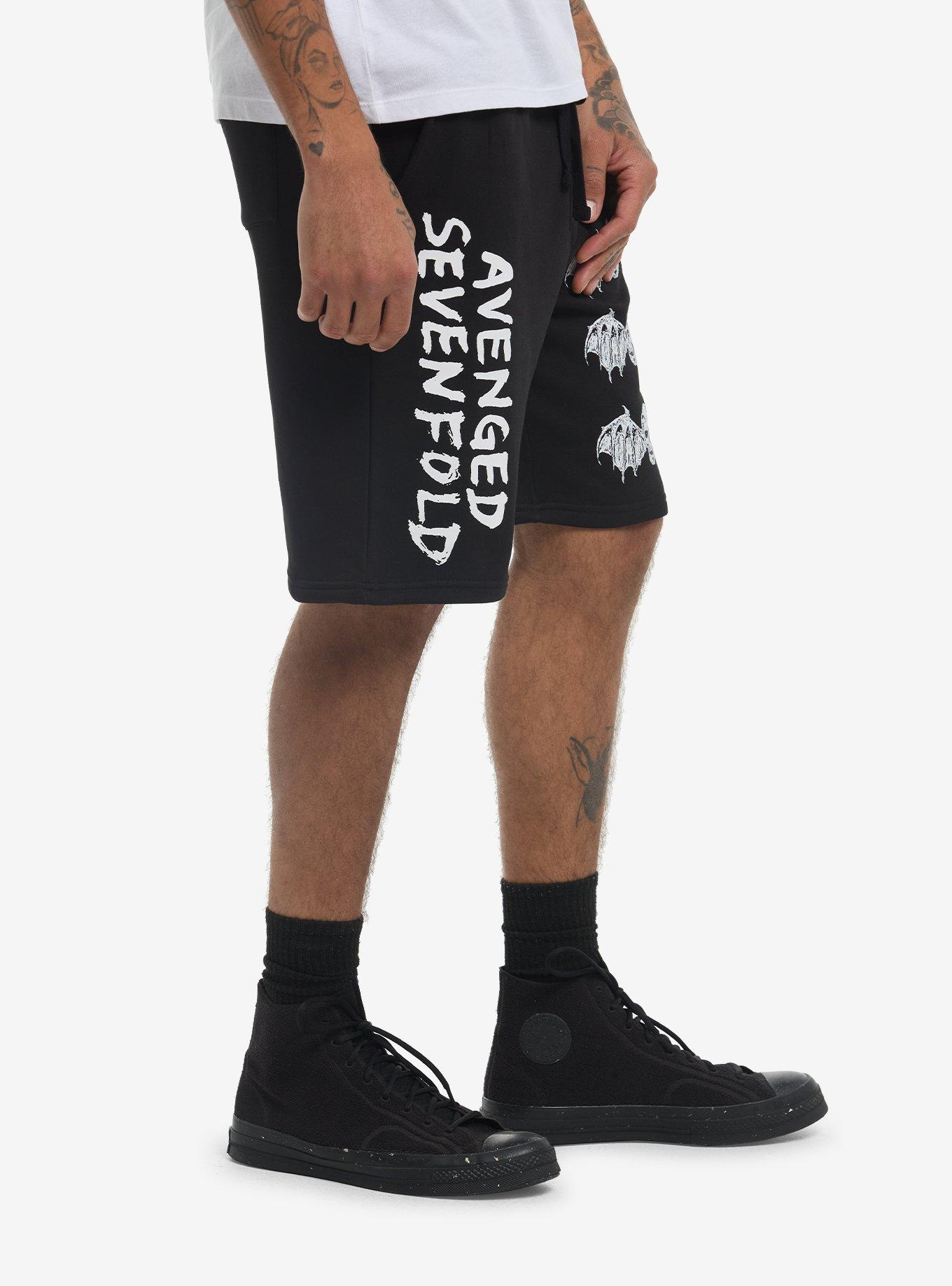 Avenged Sevenfold Deathbat Lounge Shorts, BLACK, alternate