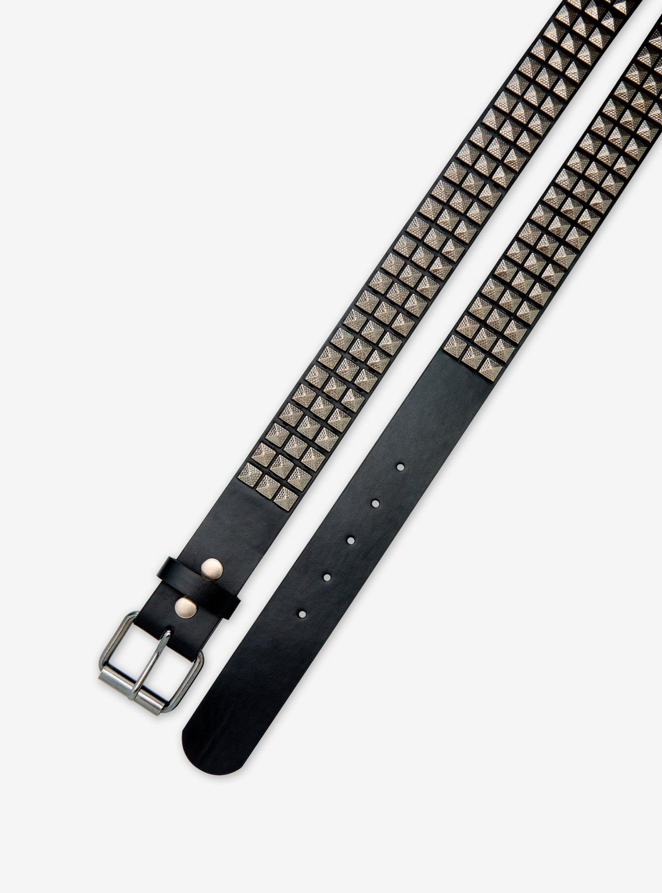 Textured Three Row Pyramid Stud Belt, , hi-res