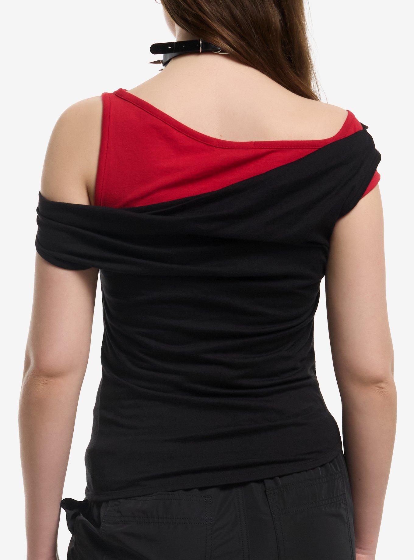 Social Collision Jagged Skull Girls Twofer Top, MULTI, alternate