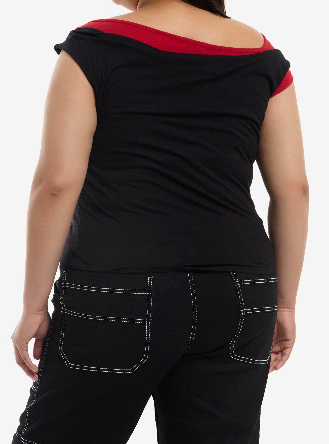 Social Collision Jagged Skull Girls Twofer Top Plus Size, MULTI, alternate