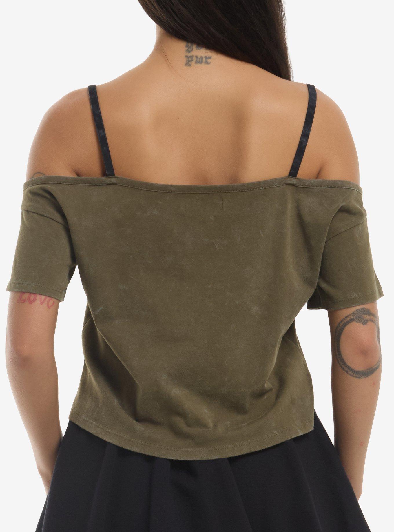 Thorn & Fable Haunted Moths Girls Cold-Shoulder Top, MULTI, alternate