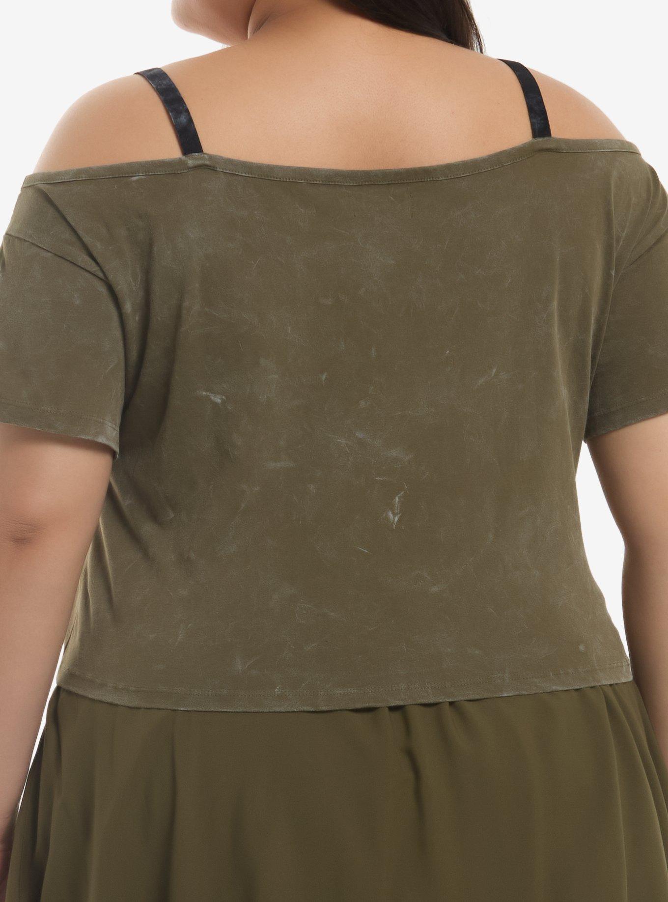 Thorn & Fable Haunted Moths Girls Cold-Shoulder Top Plus Size, MULTI, alternate