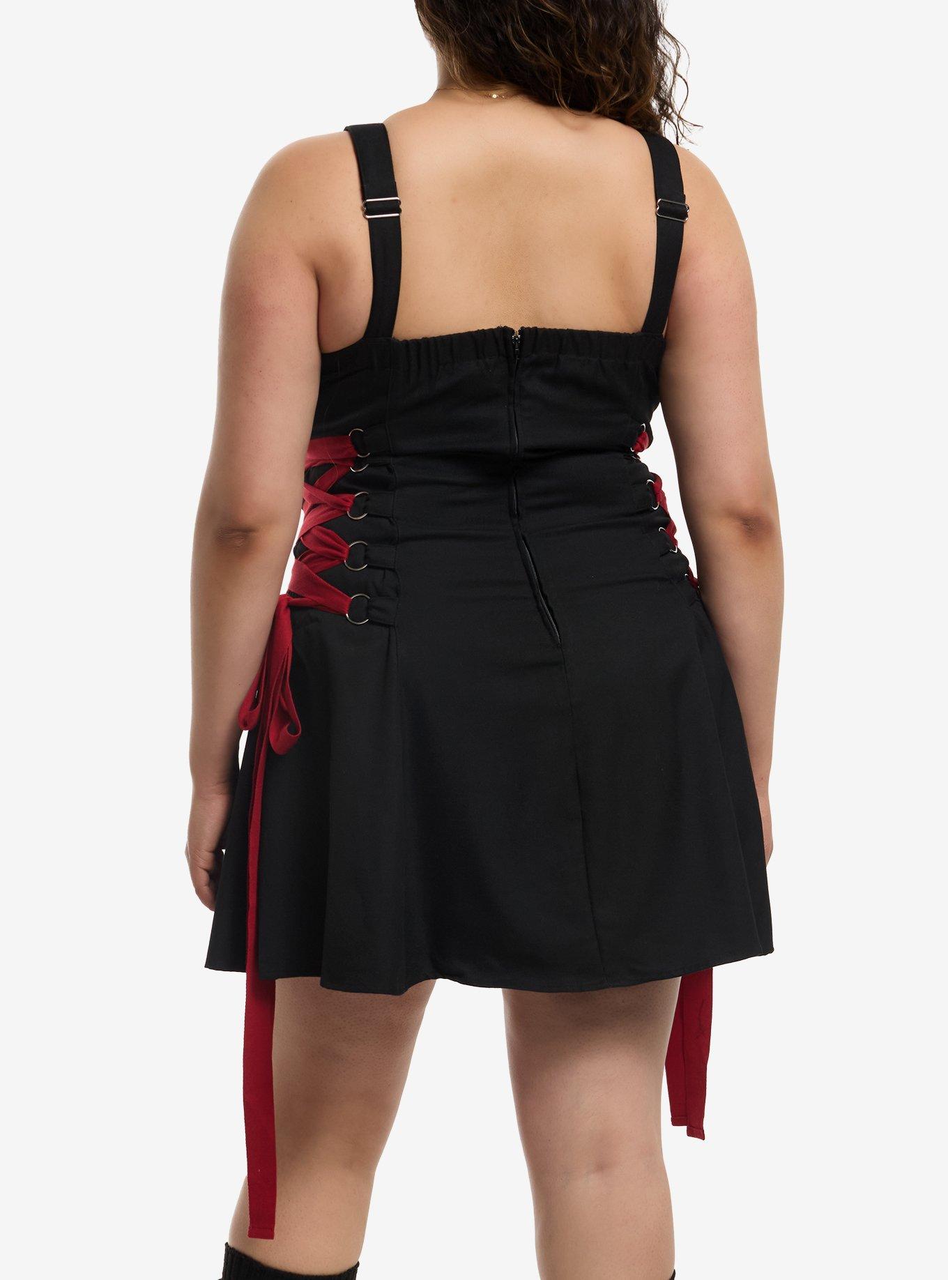 Social Collision Black & Red Zipper Lace-Up Dress Plus Size, MULTI, alternate