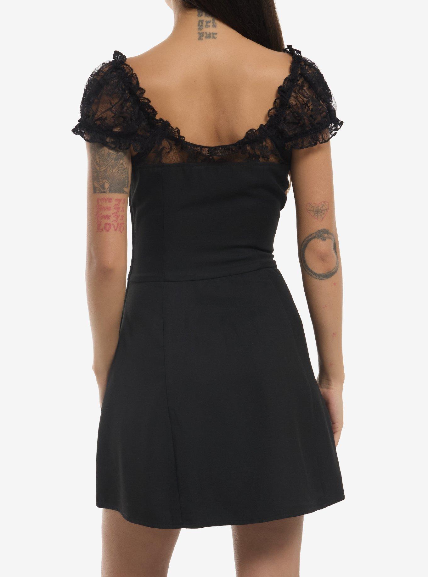 Social Collision Black Lace Safety Pin Dress, MULTI, alternate