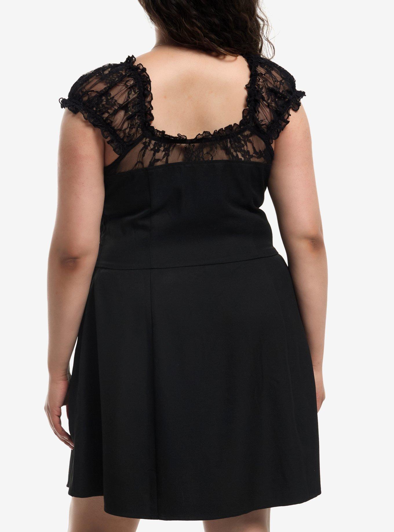 Social Collision Black Lace Safety Pin Dress Plus Size, MULTI, alternate