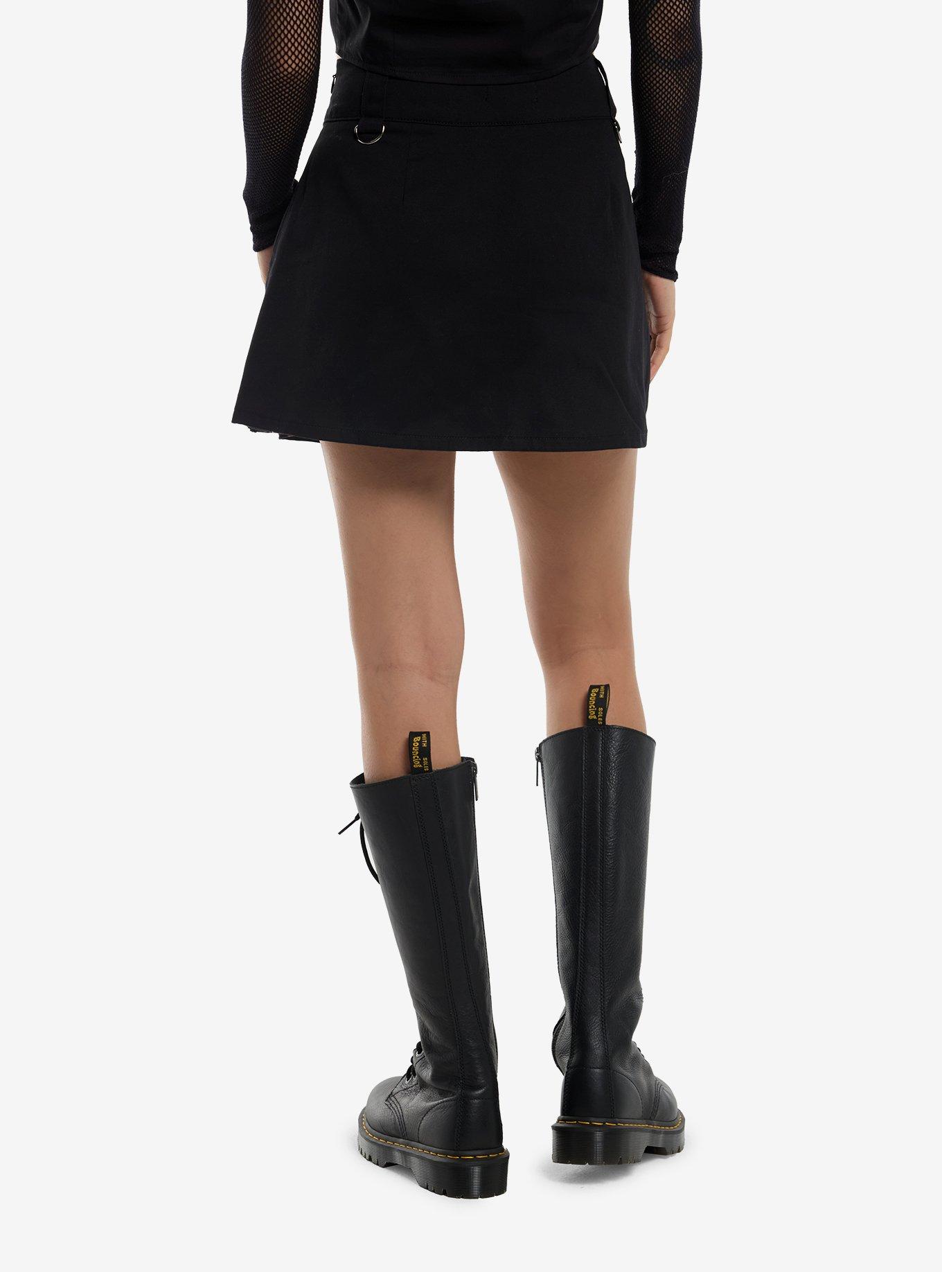 Social Collision Zipper Plaid Pleated Skirt, , hi-res