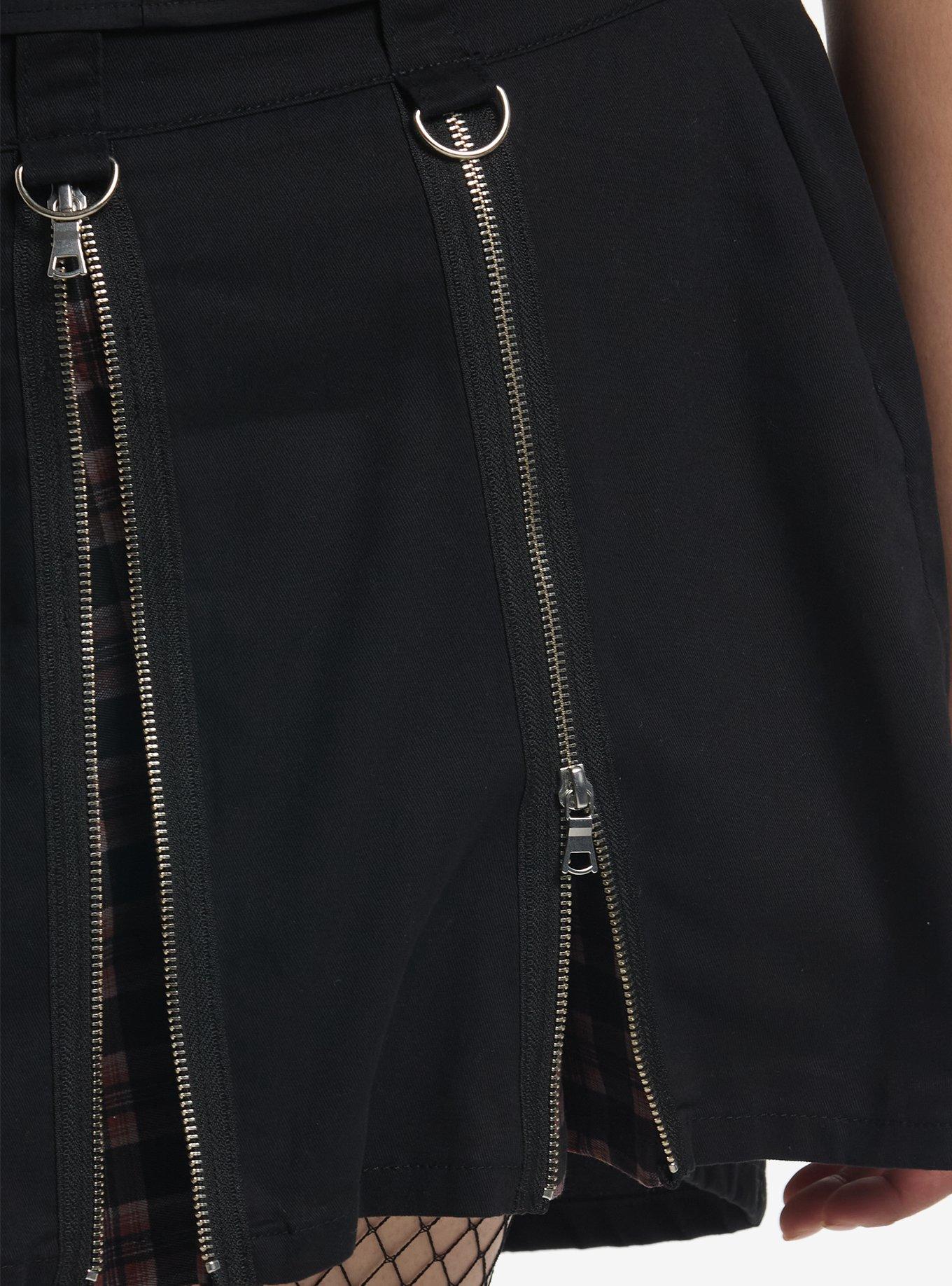 Social Collision Zipper Plaid Pleated Skirt Plus Size, MULTI, alternate