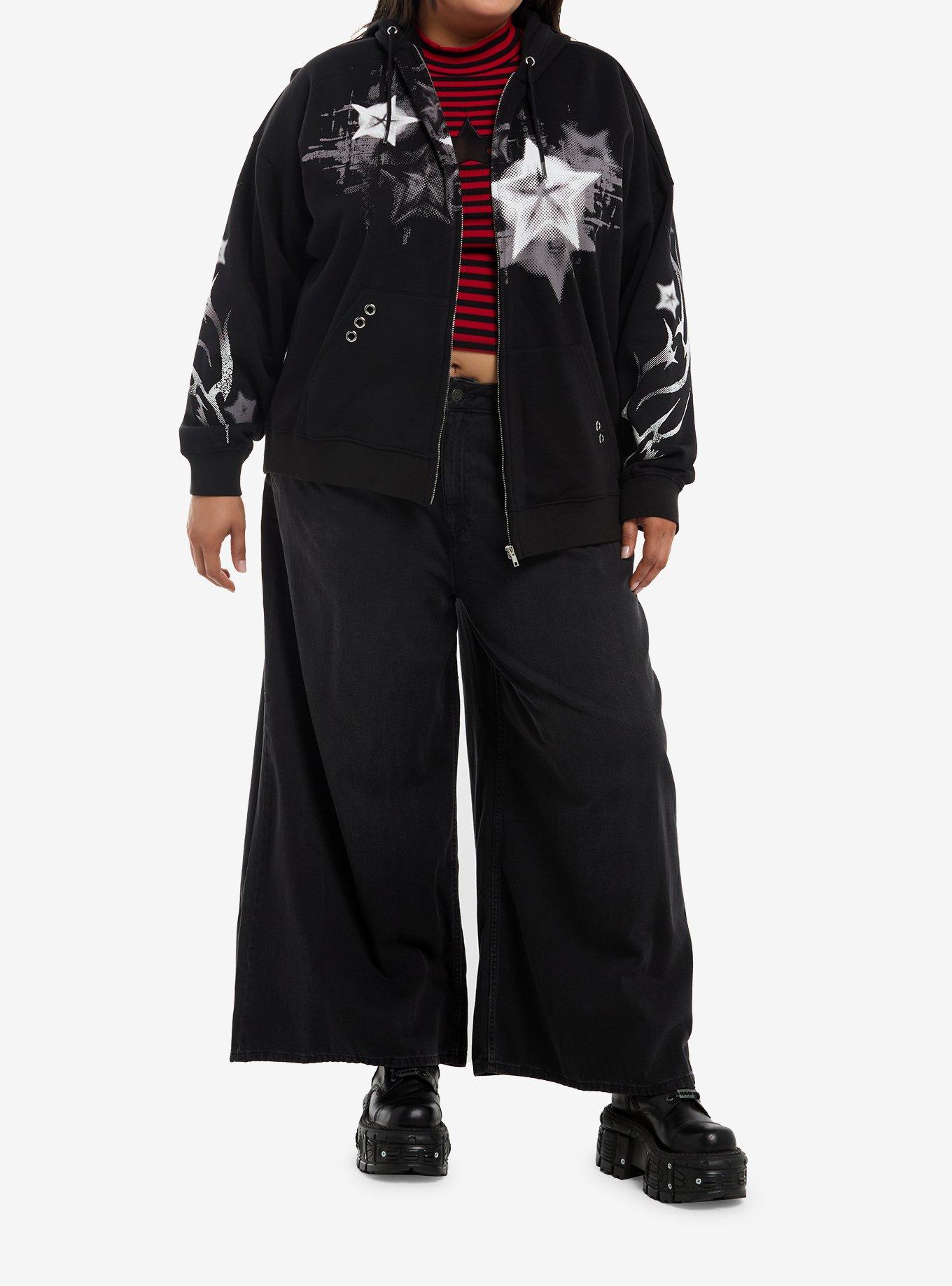 Social Collision Cyber Sigil Stars Girls Hoodie Plus Size, MULTI, alternate