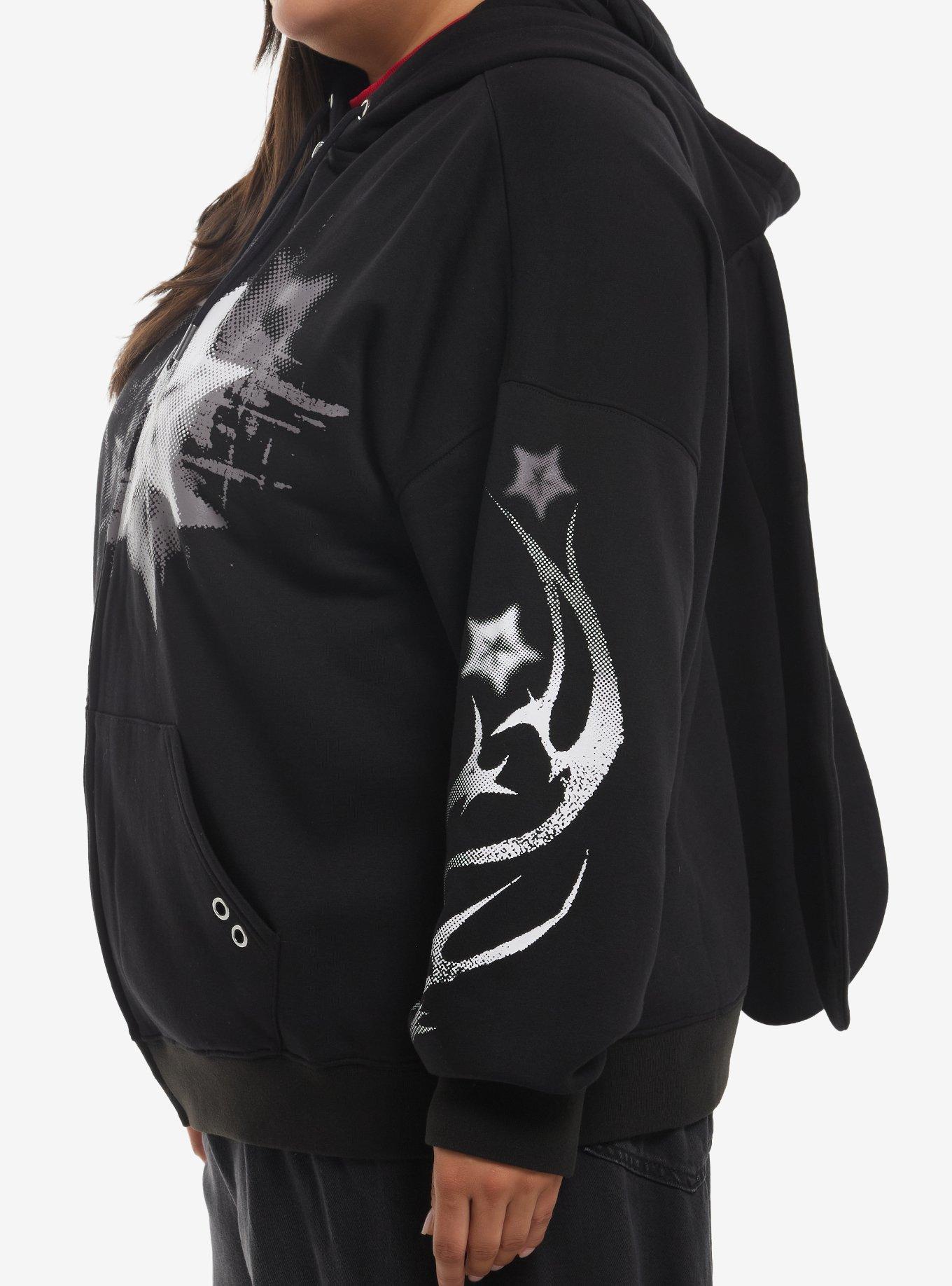 Social Collision Cyber Sigil Stars Girls Hoodie Plus Size, MULTI, alternate