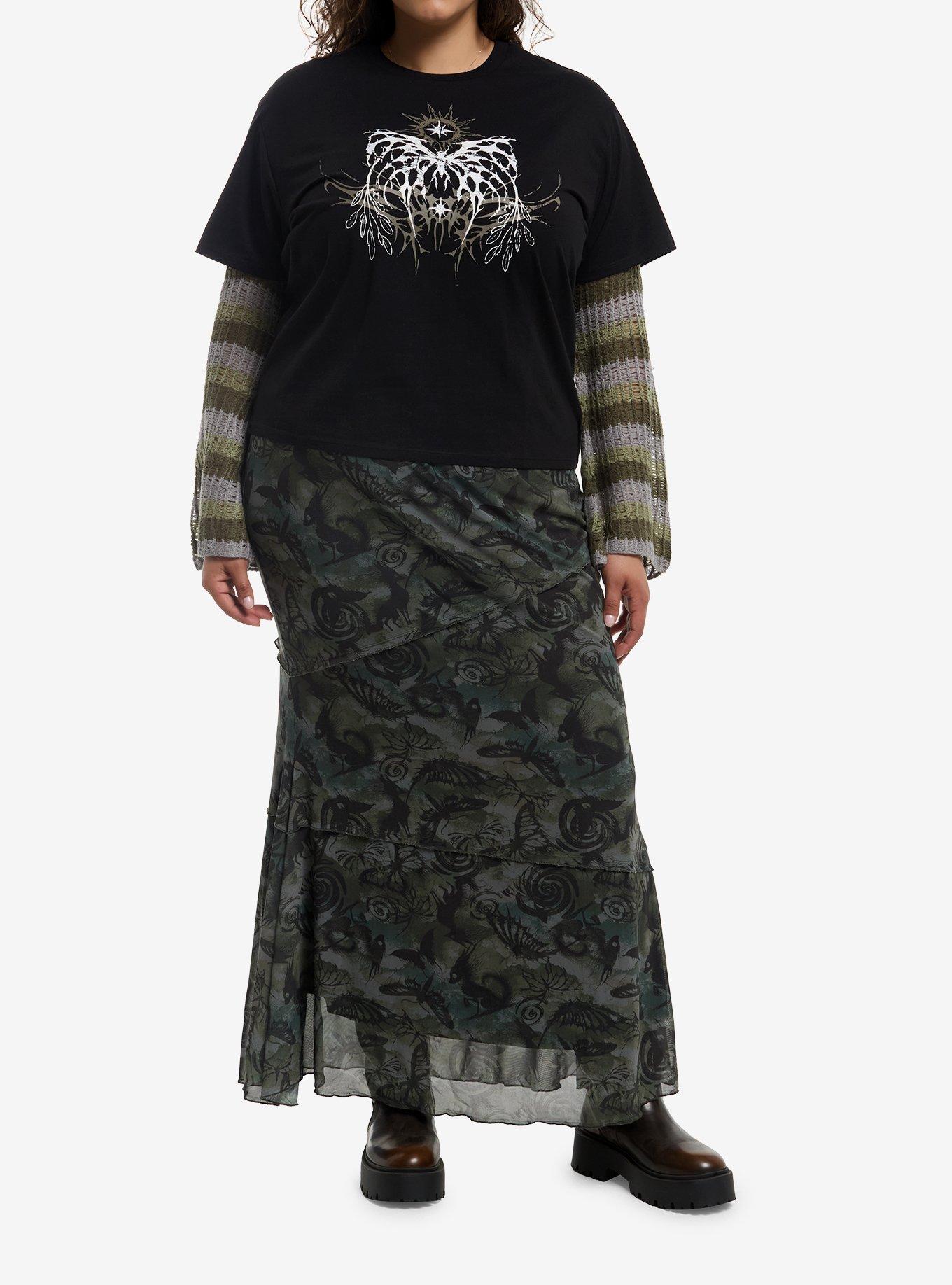 Thorn & Fable Haunted Creatures Maxi Skirt Plus Size, , hi-res