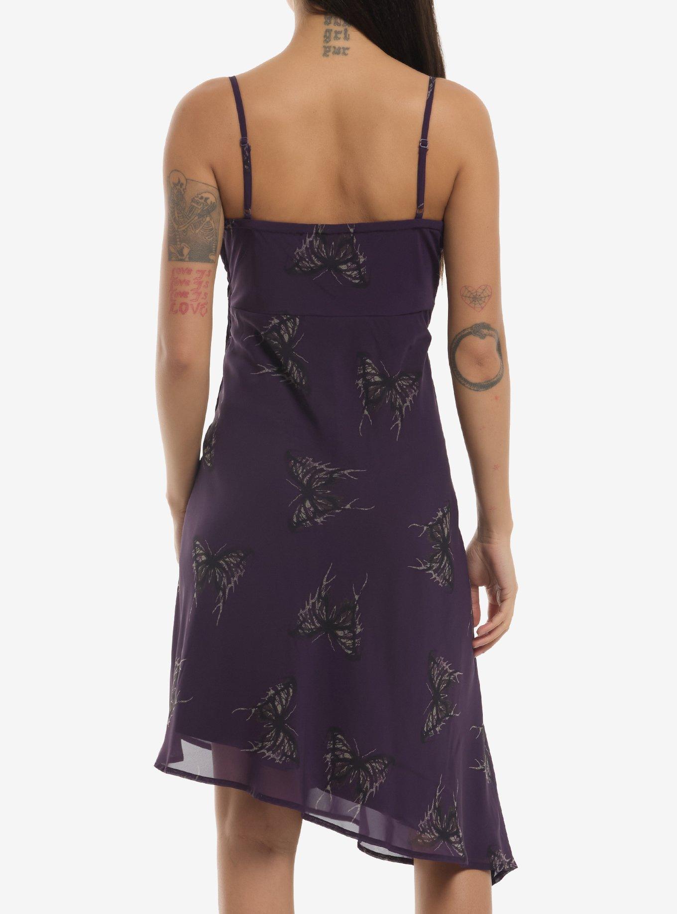 Thorn & Fable Haunted Moth Purple Midi Dress, , hi-res