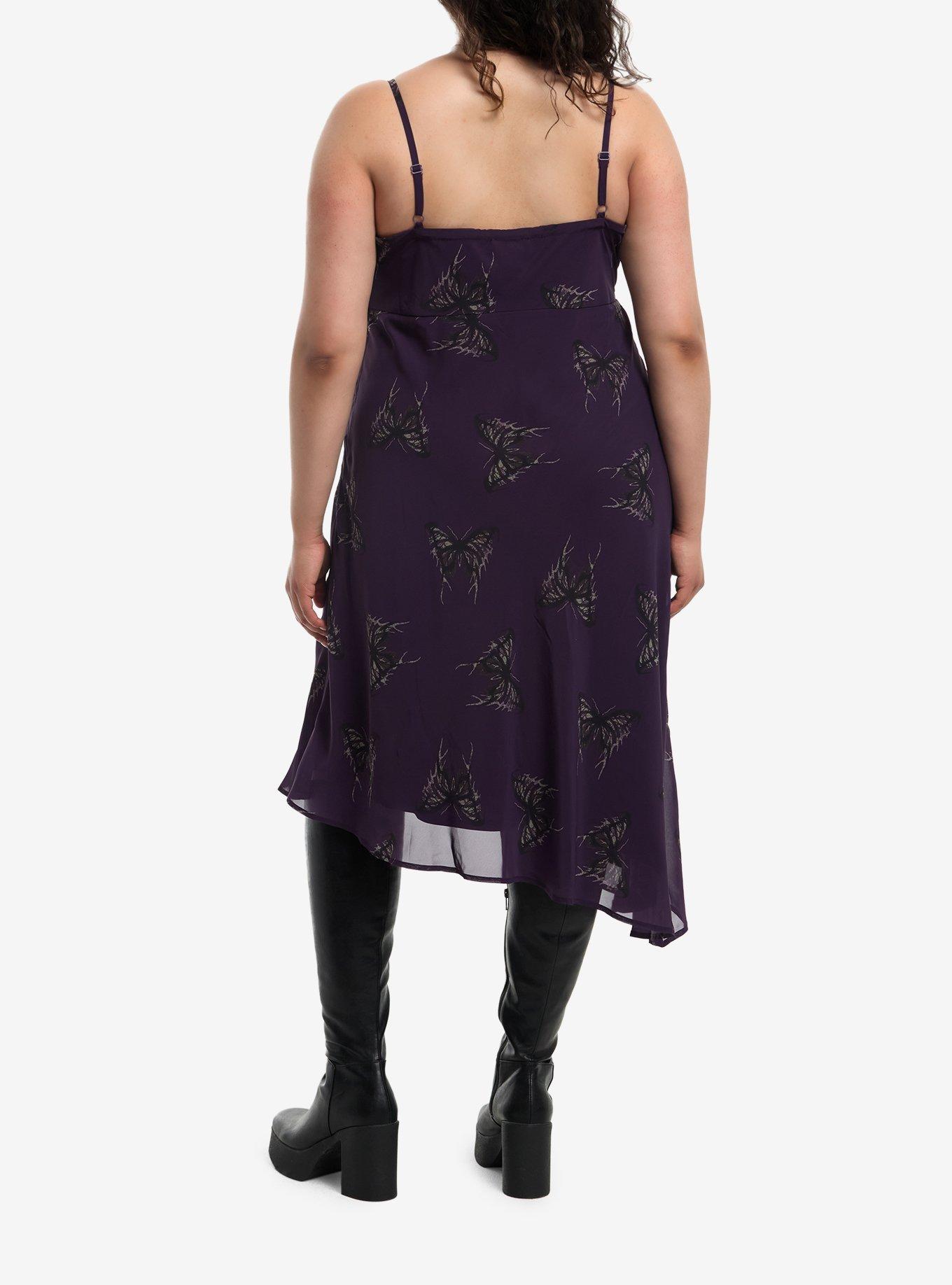 Thorn & Fable Haunted Moth Purple Midi Dress Plus Size, , hi-res