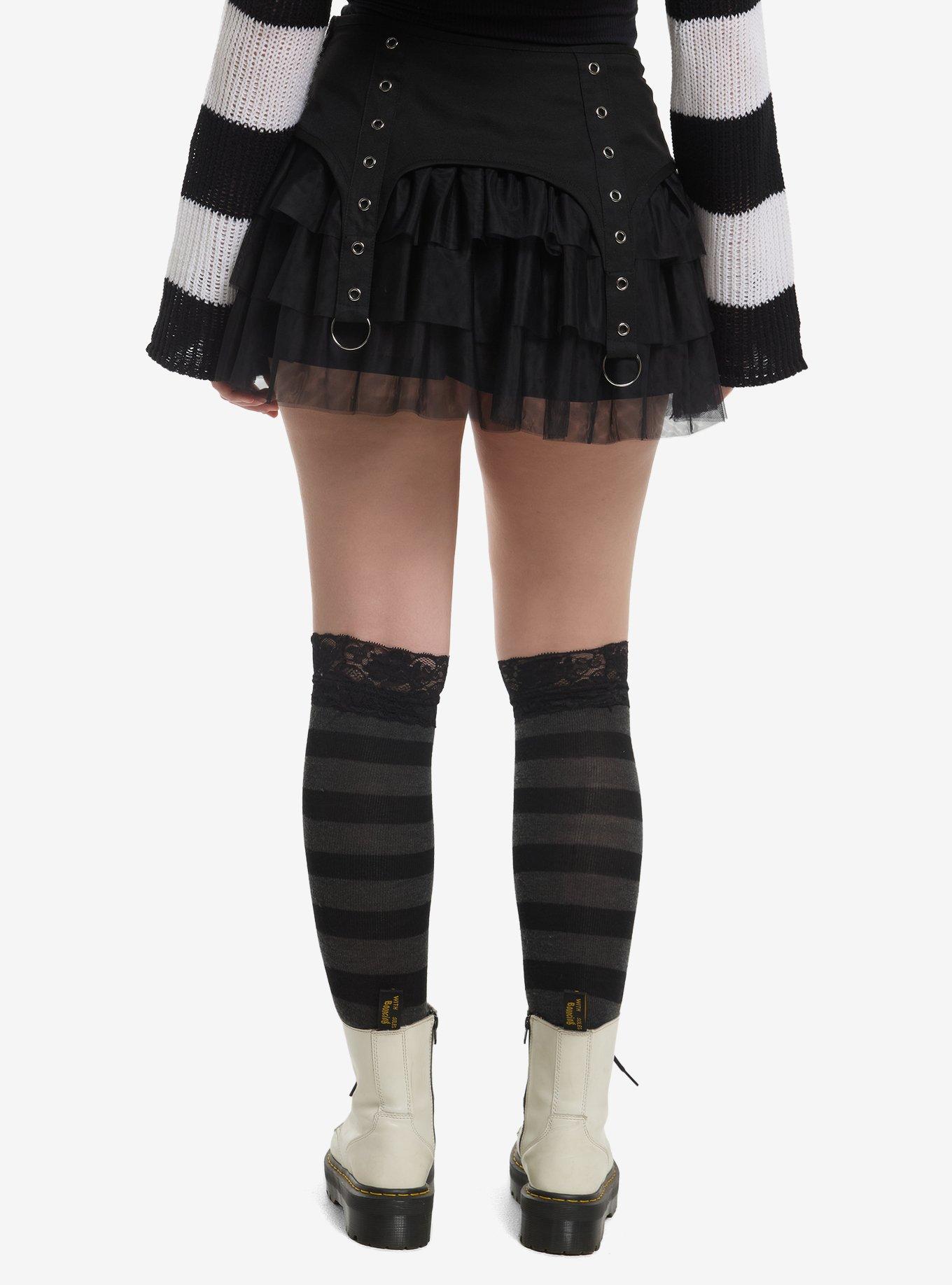 Social Collision Grommet Strap Tulle Mini Skirt, , hi-res