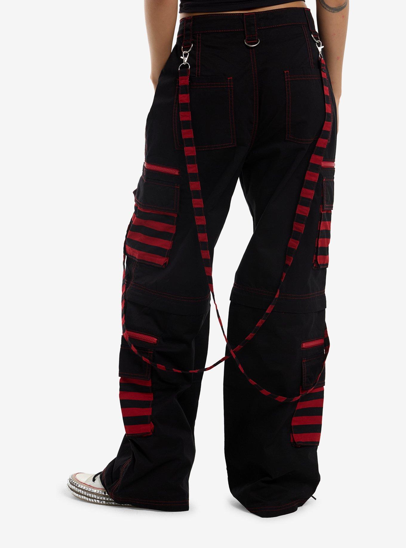 Social Collision Red & Black Zip-Off Cargo Pants, , hi-res