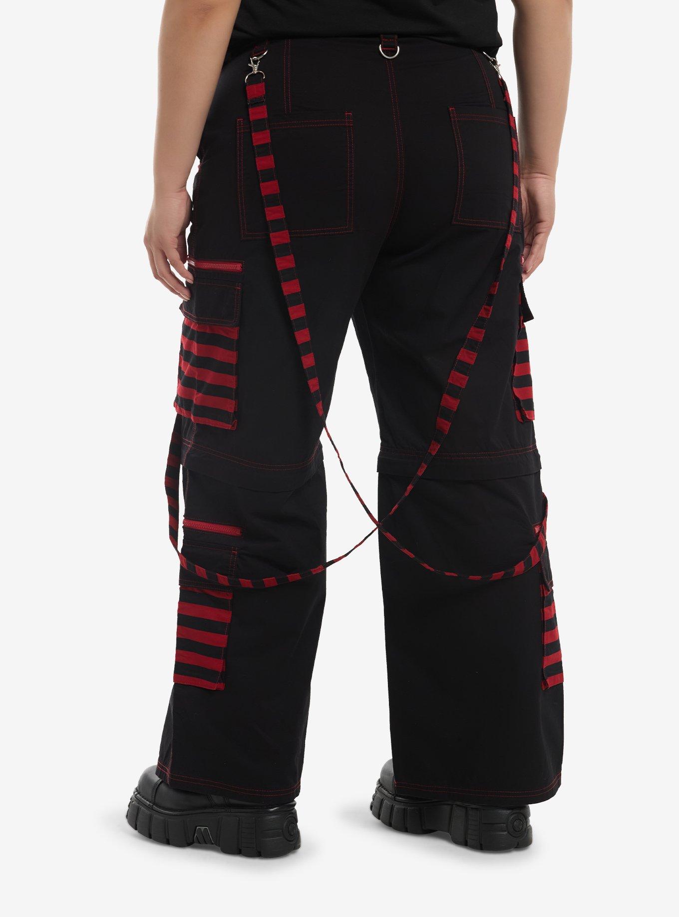 Social Collision Red & Black Zip-Off Girls Cargo Pants Plus Size, , hi-res