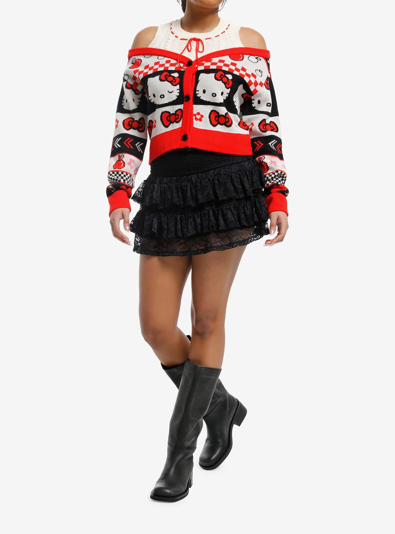 Hello Kitty Girls Cold-Shoulder Cardigan, , hi-res