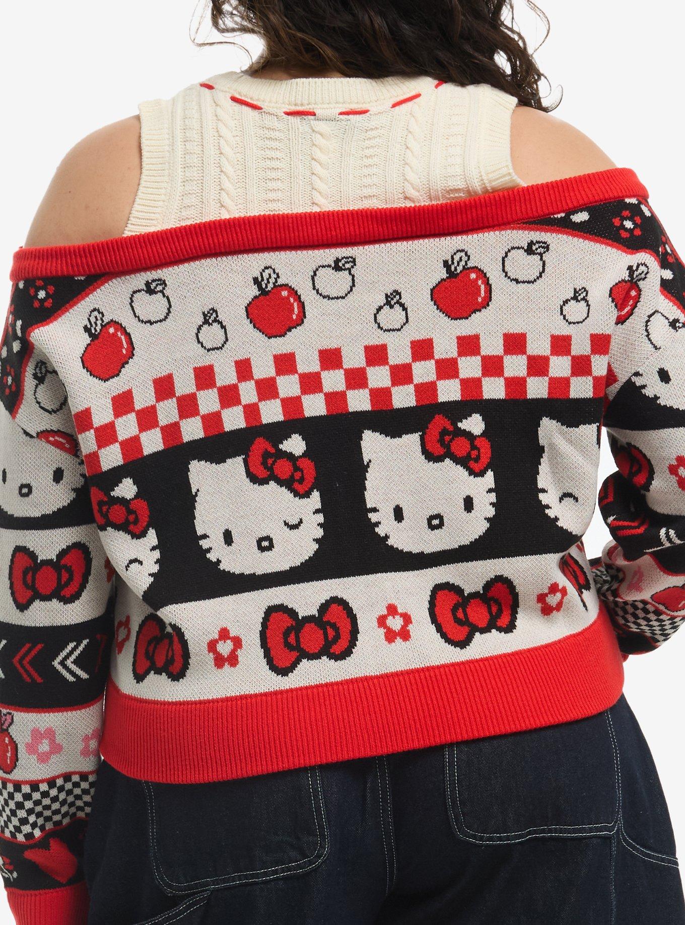 Hello Kitty Girls Cold-Shoulder Cardigan Plus Size, , hi-res
