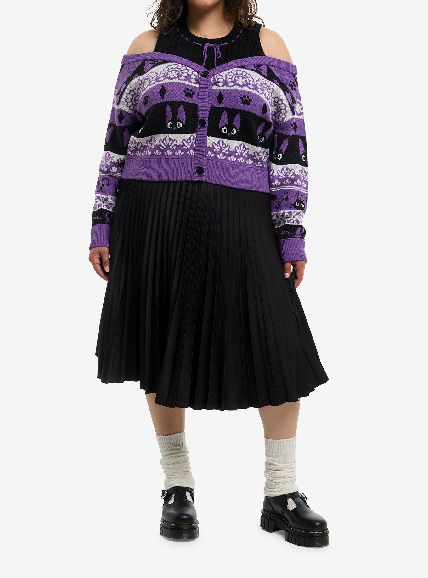 Her Universe Studio Ghibli&reg; Kiki's Delivery Service Jiji Girls Cold-Shoulder Cardigan Plus Size, , hi-res