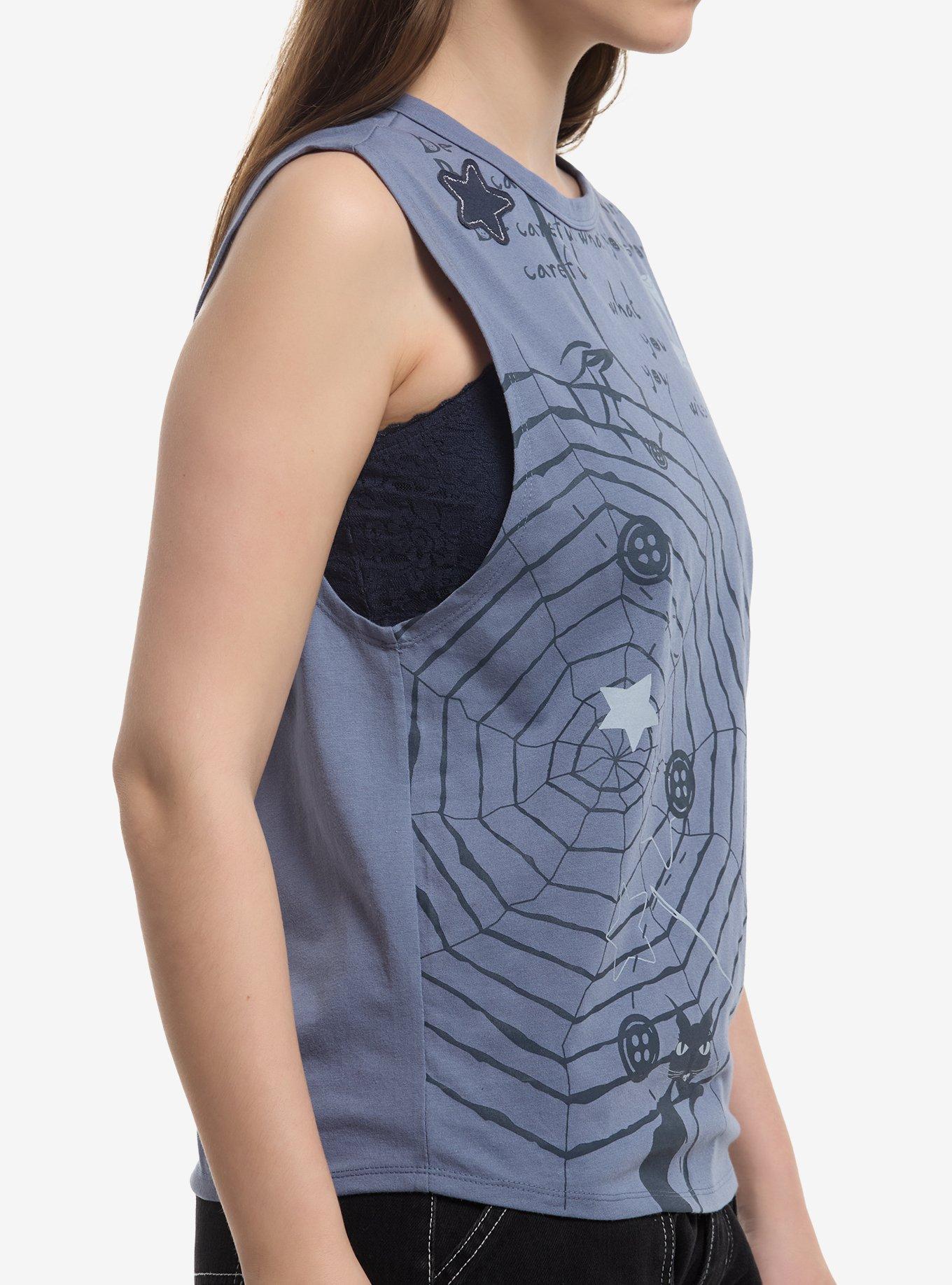 Coraline Spiderweb Girls Muscle Tank Top With Bralette, MULTI, alternate