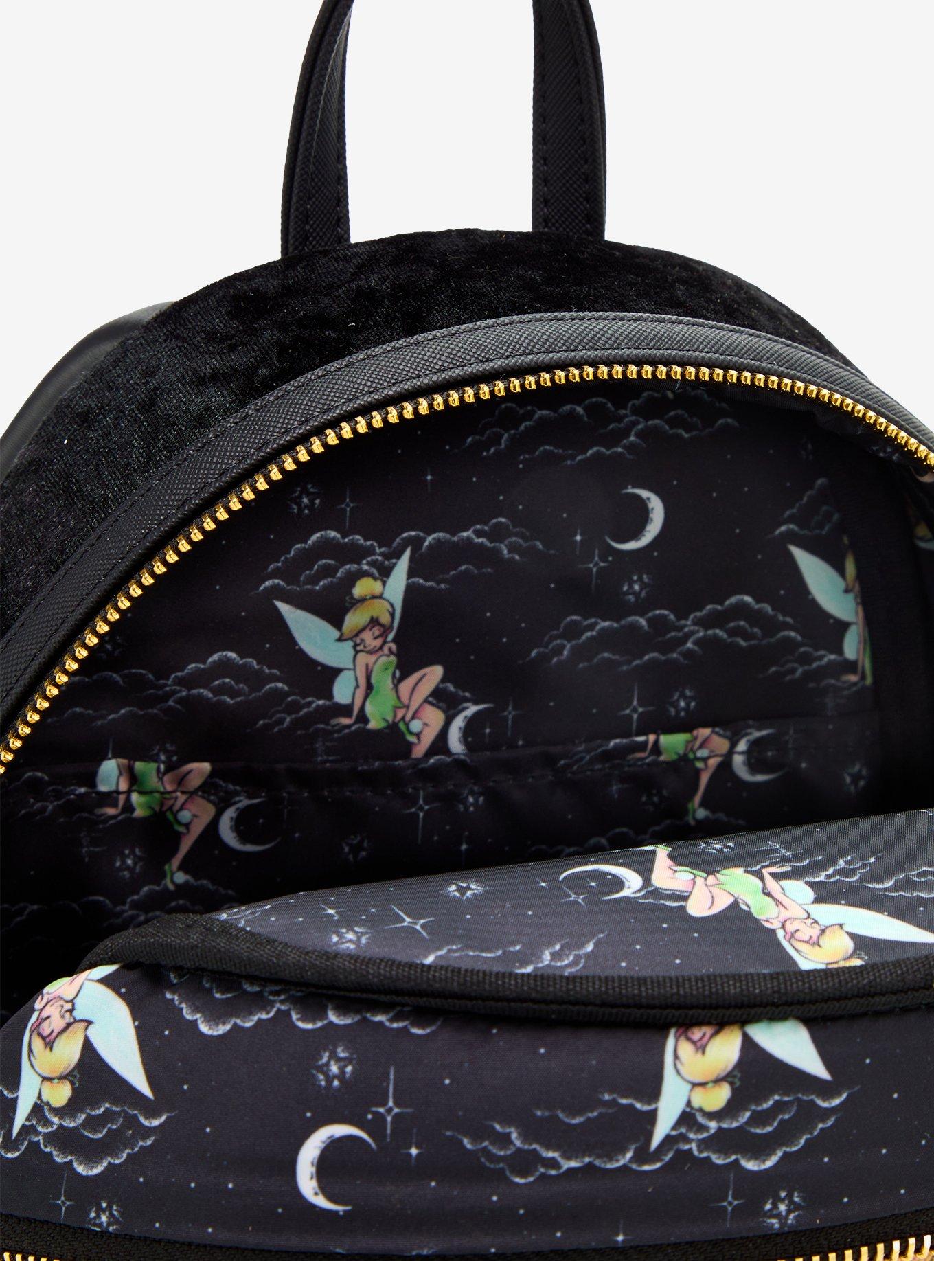 Loungefly Disney Peter Pan Tinker Bell Stars Velvet Mini Backpack, , alternate - view 4