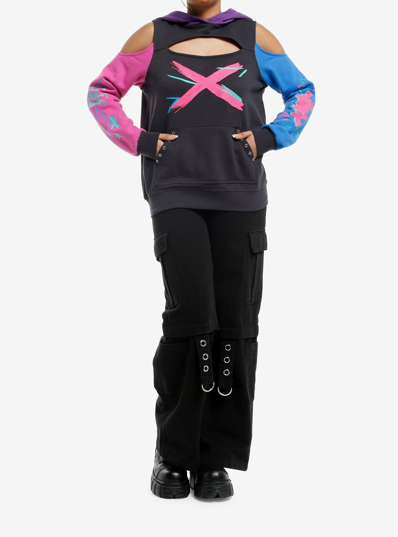 Arcane Jinx Shark Hood Girls Off-Shoulder Hoodie, , alternate