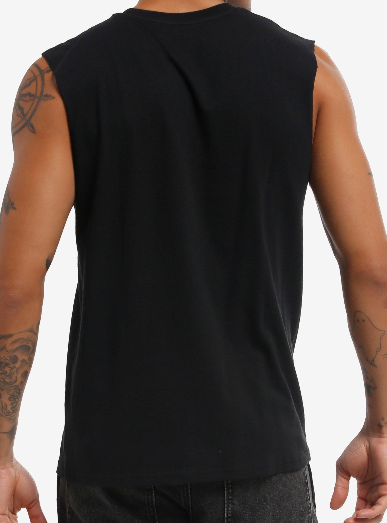 Ghost Face Ghosted Muscle Tank Top, BLACK, alternate