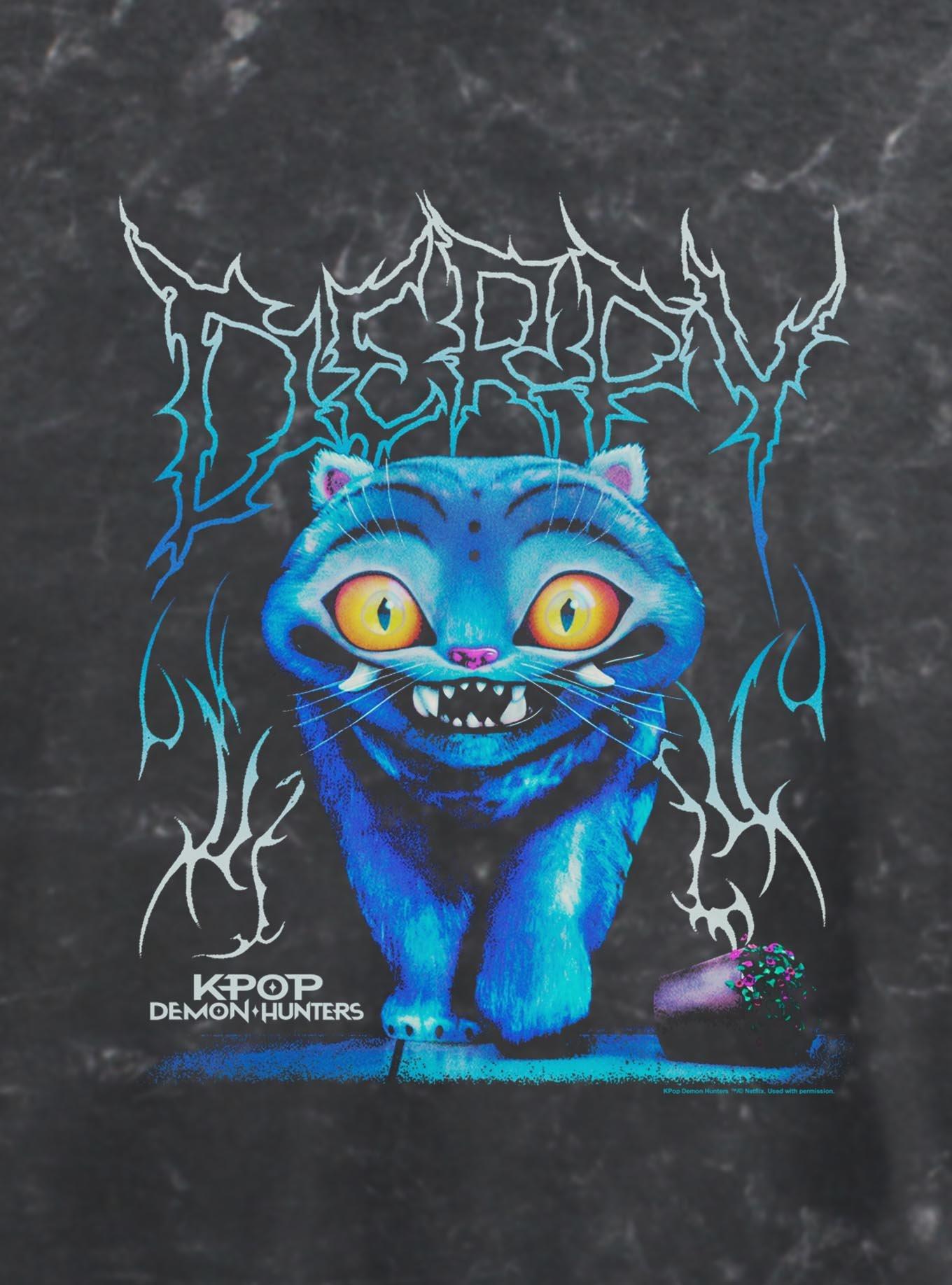 KPop Demon Hunters Derpy Rock Girls Mineral Wash Crop T-Shirt Hot Topic Exclusive, , hi-res