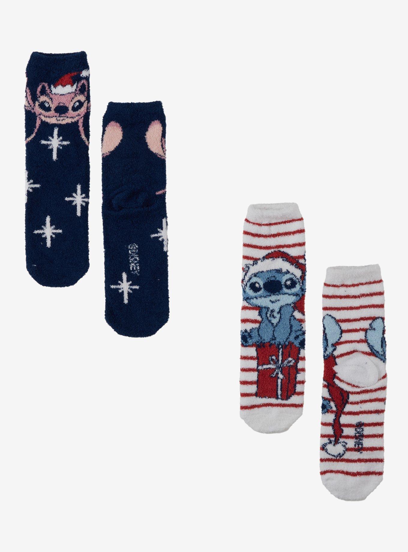 Disney Stitch & Angel Holiday Cozy Socks 2 Pair, , hi-res