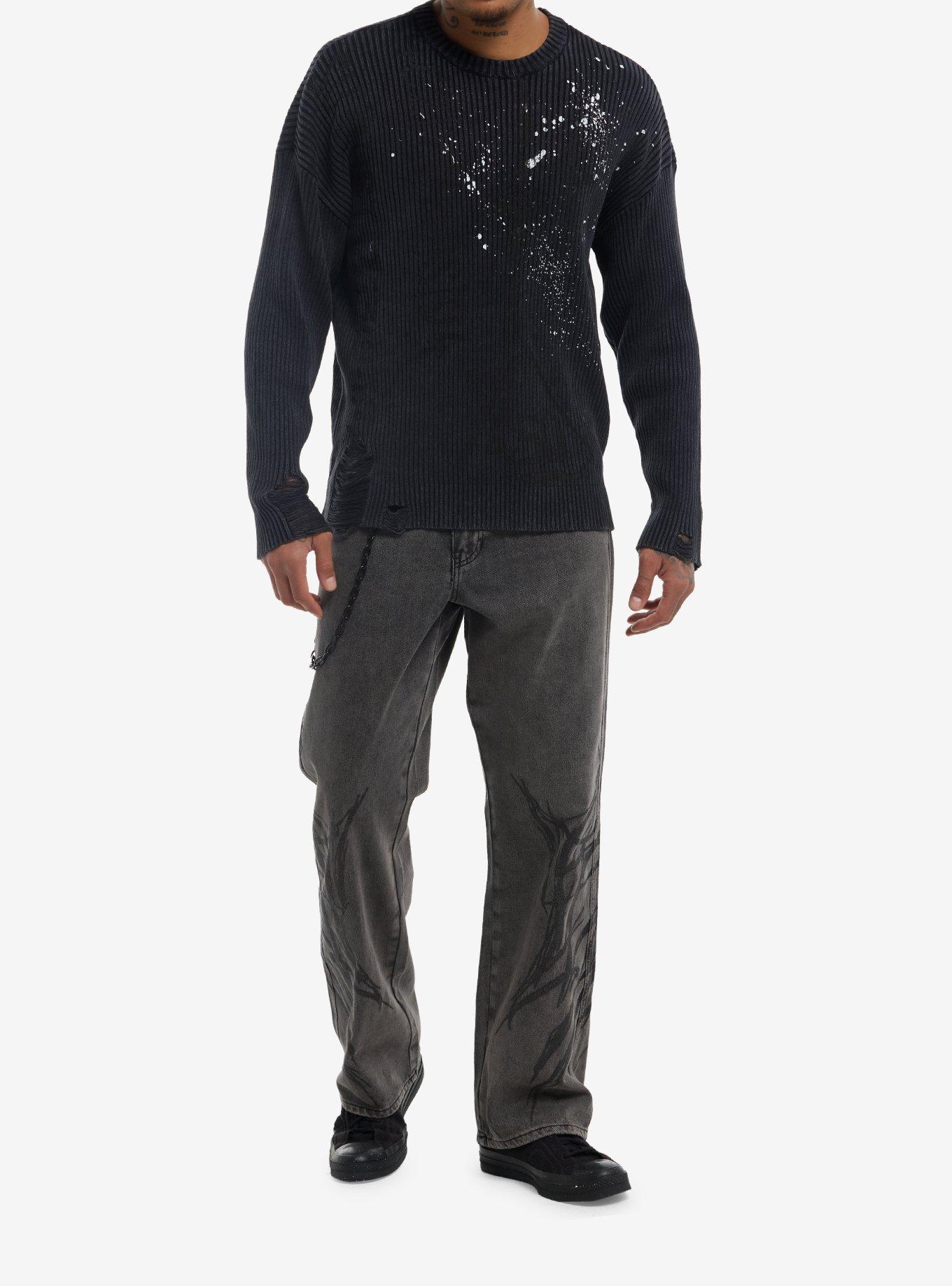 Charcoal Grey Cyber Sigil Ribbed Sweater, GREY, alternate