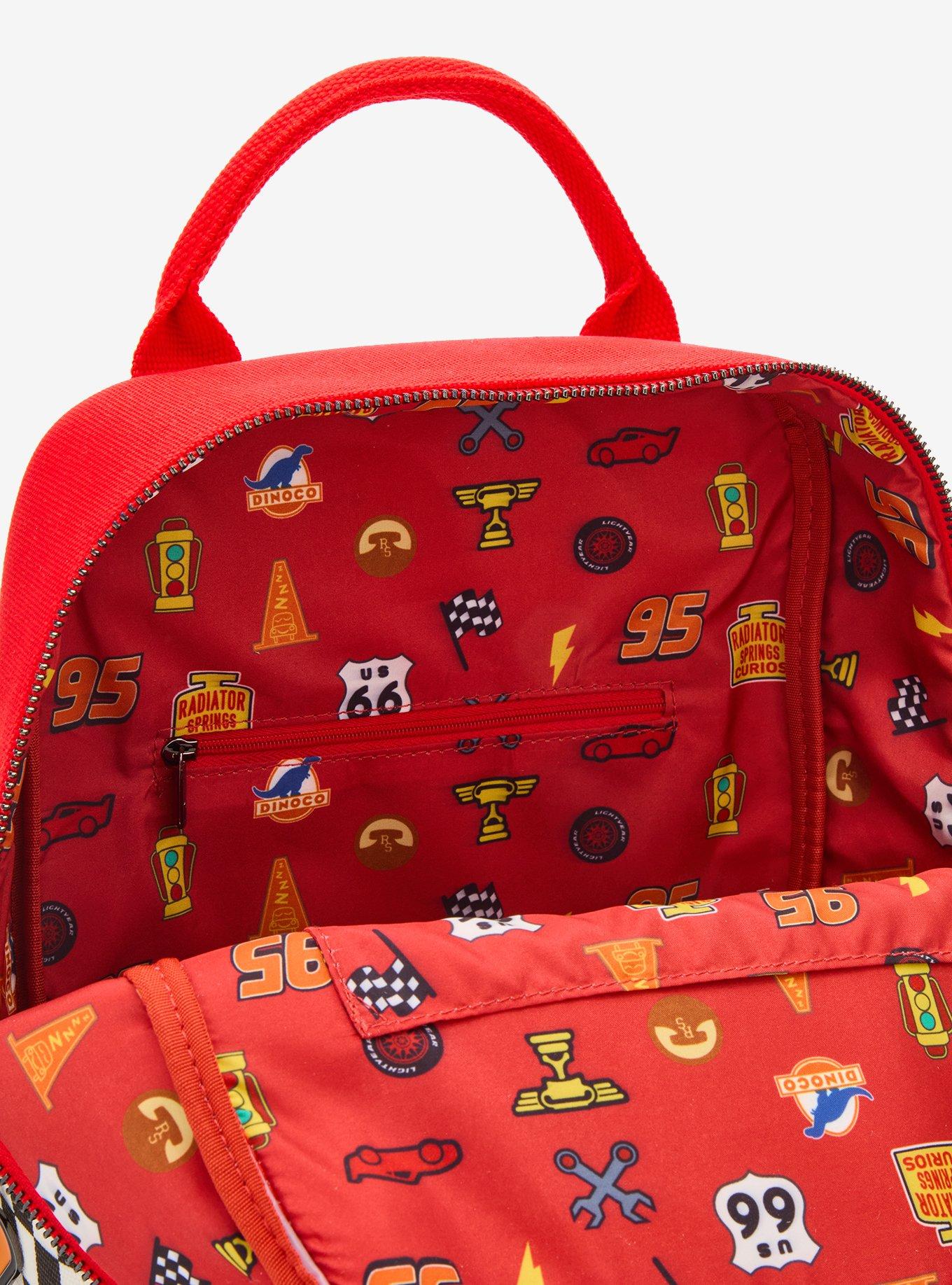 Loungefly Disney Pixar Cars Lightning McQueen Embroidered Patches Canvas Mini Backpack - BoxLunch Exclusive, , alternate