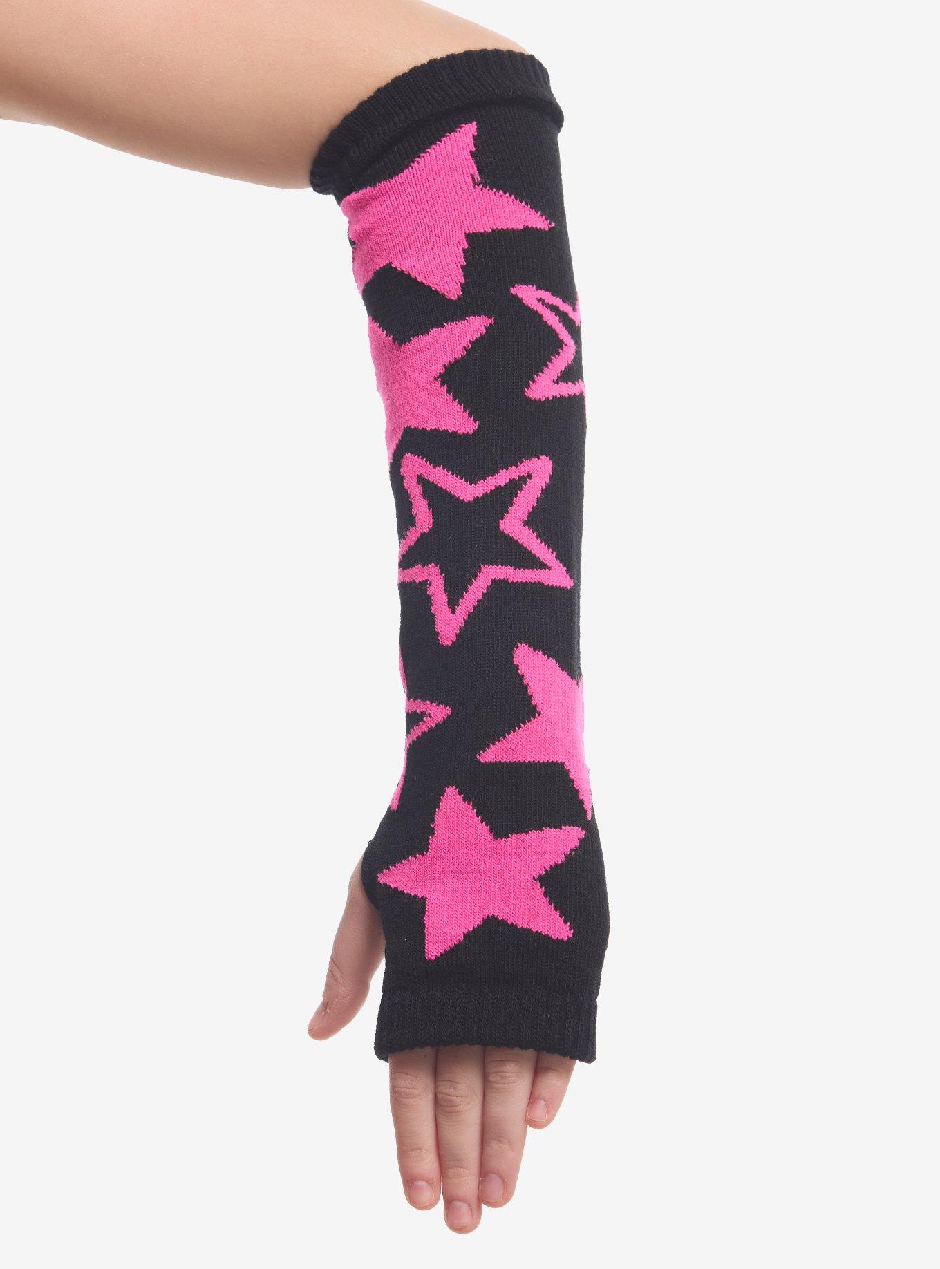 Black & Pink Star Arm Warmers, , hi-res