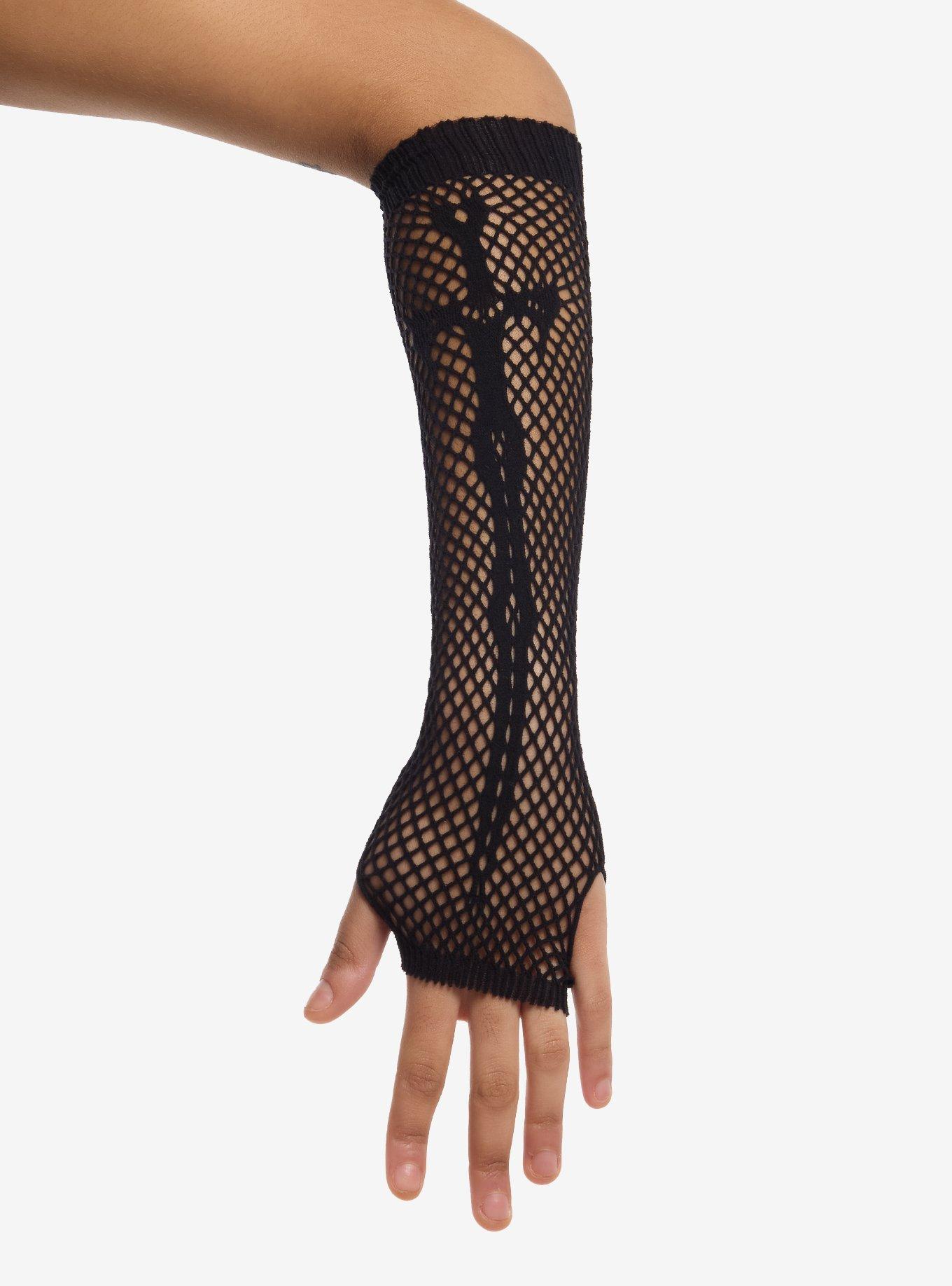 Black Dagger Fishnet Arm Warmers, , hi-res