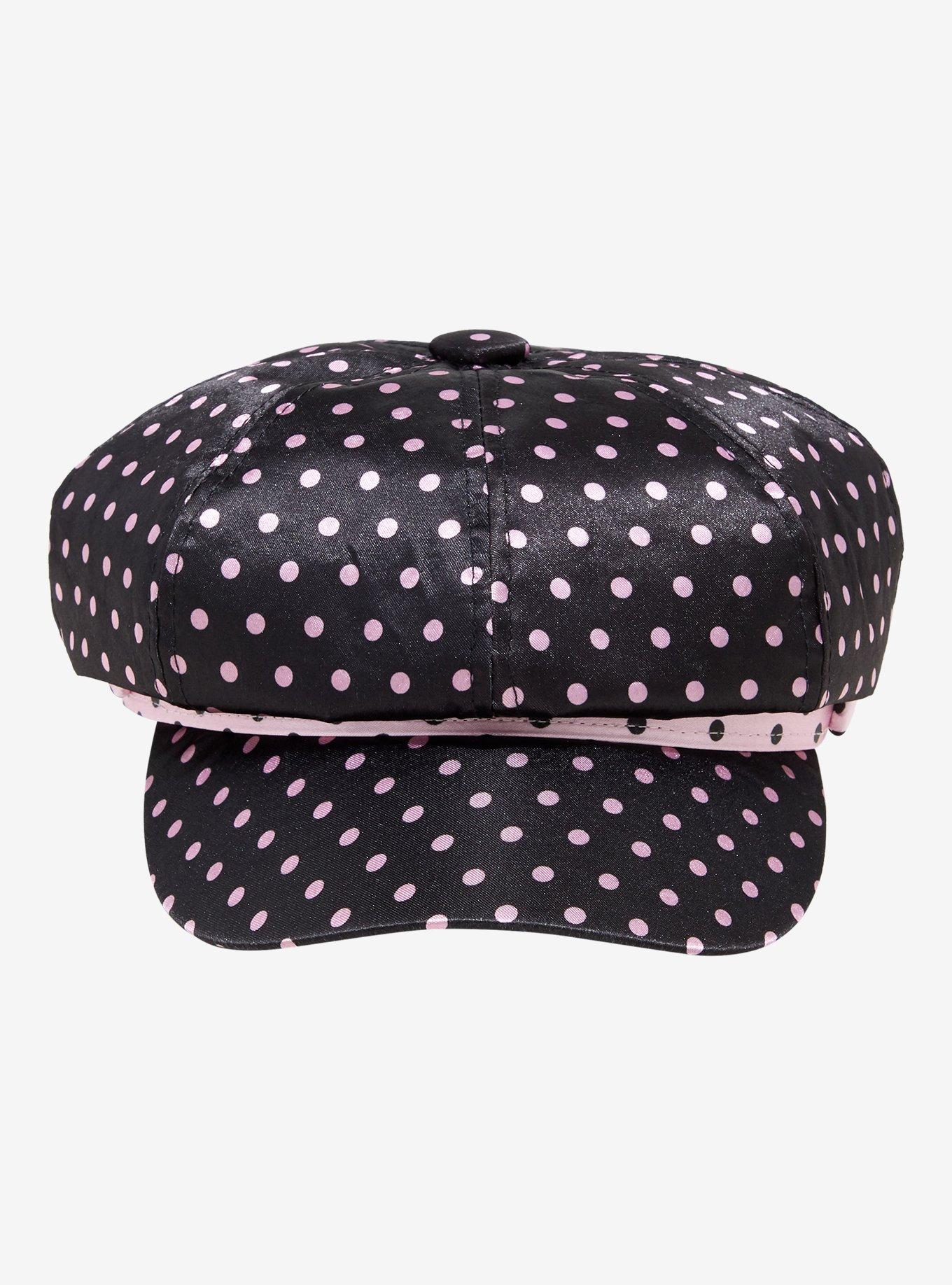 Pink & Black Polka Dot Cabbie Hat, , hi-res
