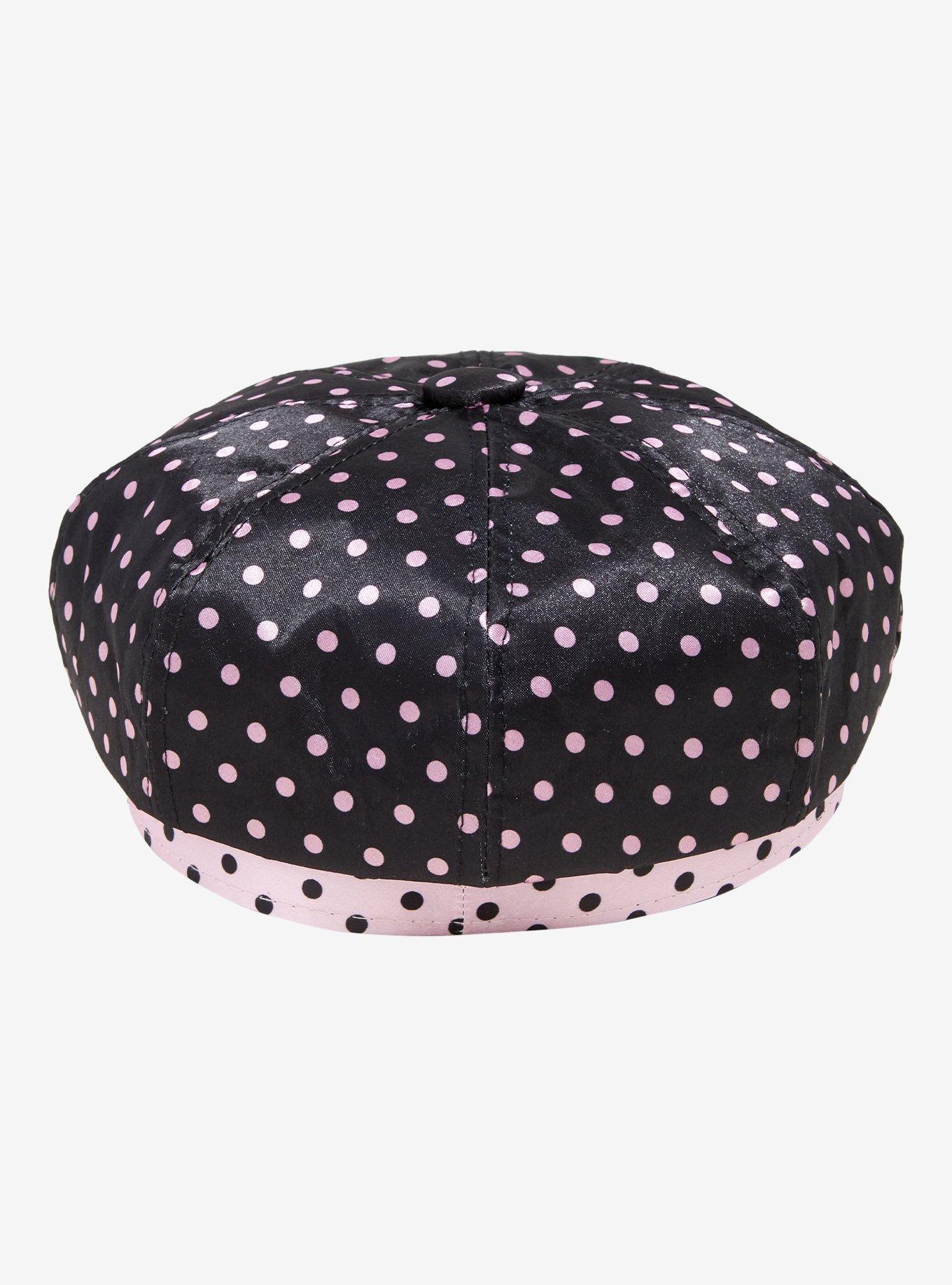 Pink & Black Polka Dot Cabbie Hat, , alternate