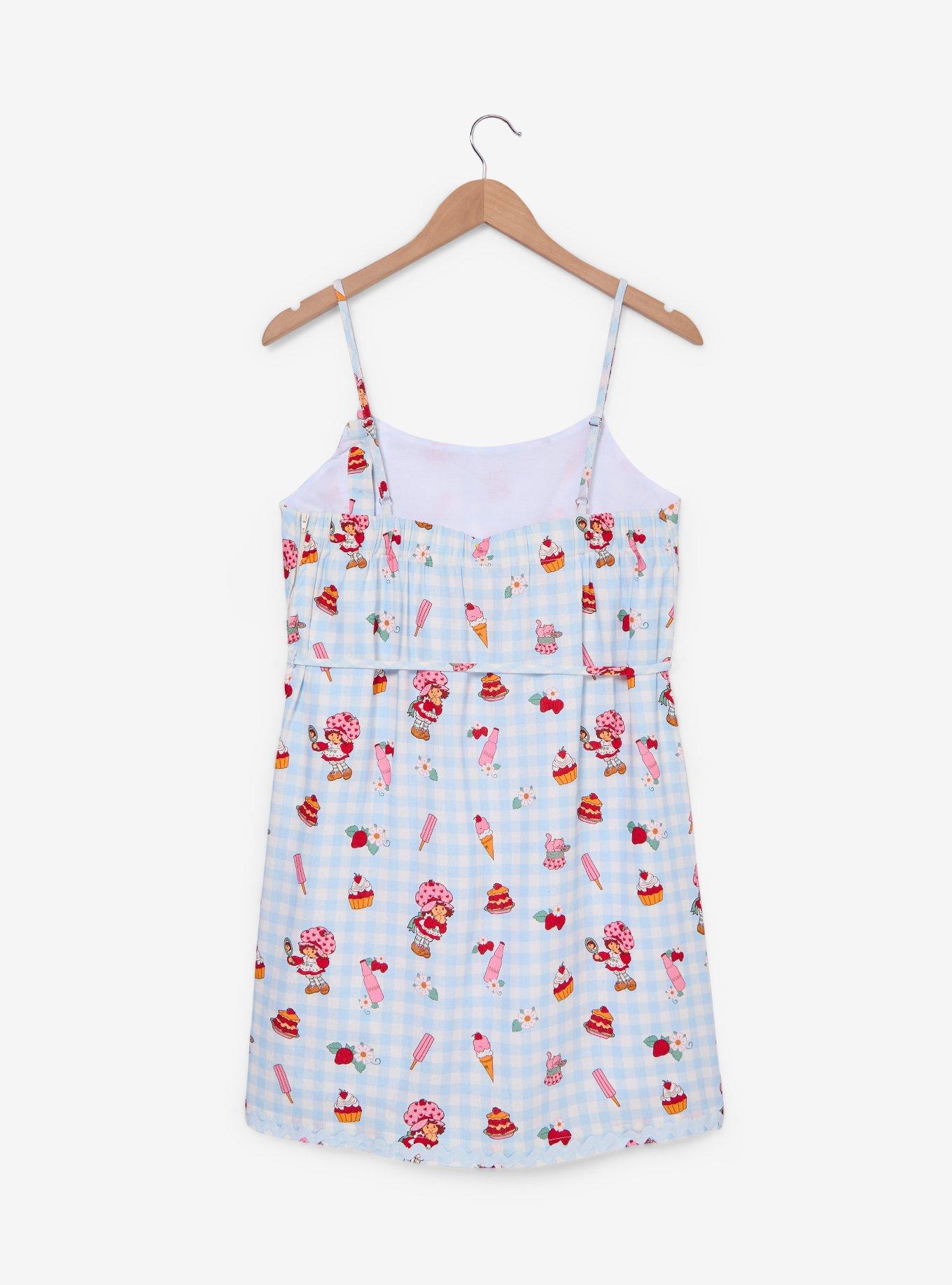 Strawberry Shortcake Desserts Allover Print Gingham Tank Dress - BoxLunch Exclusive, GINGHAM WHITE-BLUE, alternate