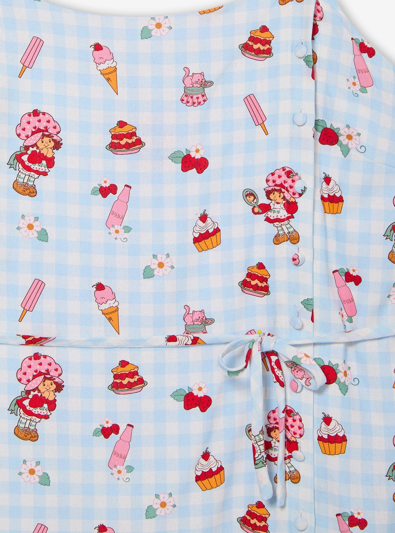 Strawberry Shortcake Desserts Allover Print Gingham Plus Size Tank Dress - BoxLunch Exclusive, GINGHAM WHITE-BLUE, alternate