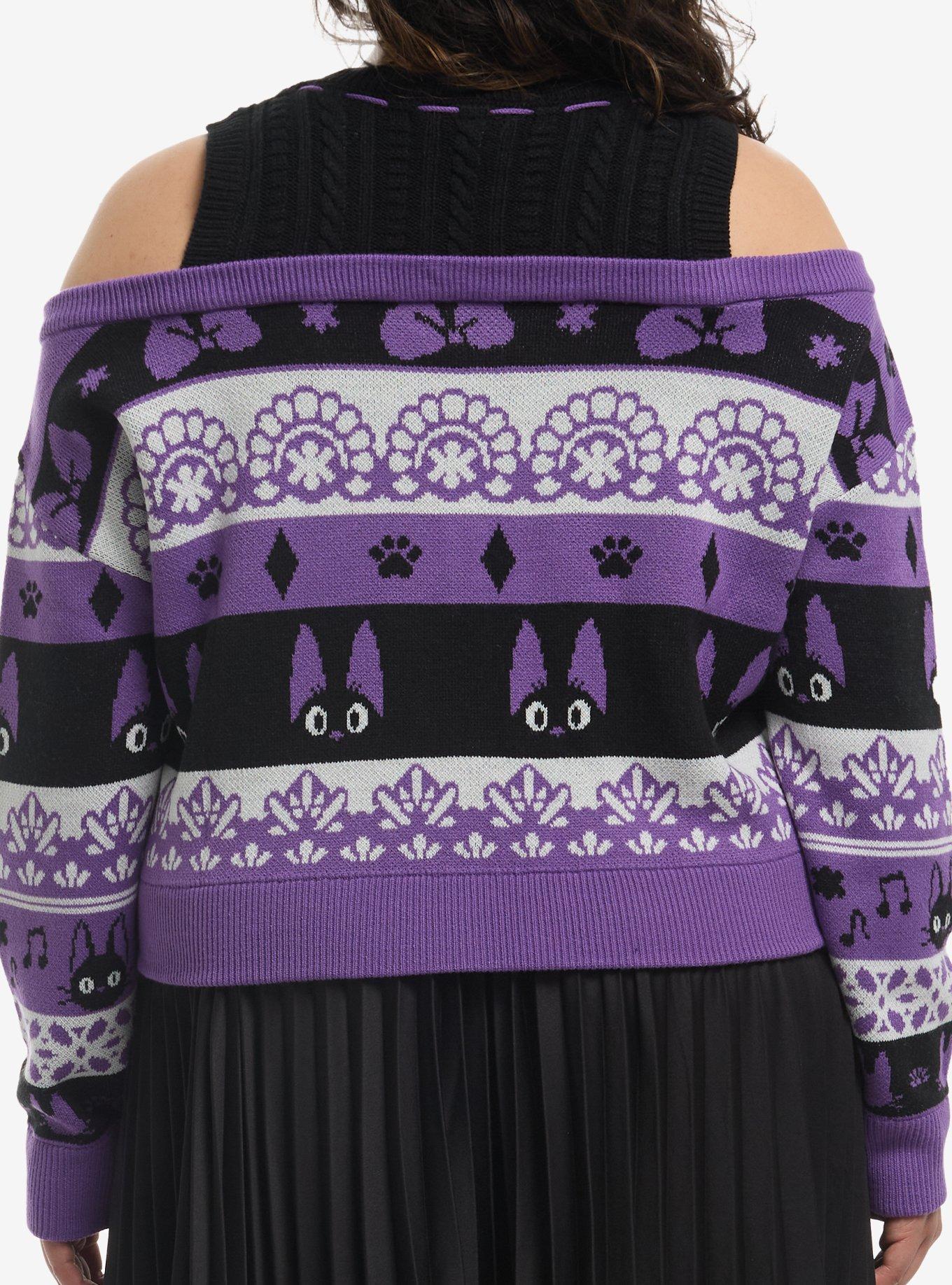 Her Universe Studio Ghibli&reg; Kiki's Delivery Service Jiji Cold-Shoulder Cardigan Plus Size, , hi-res