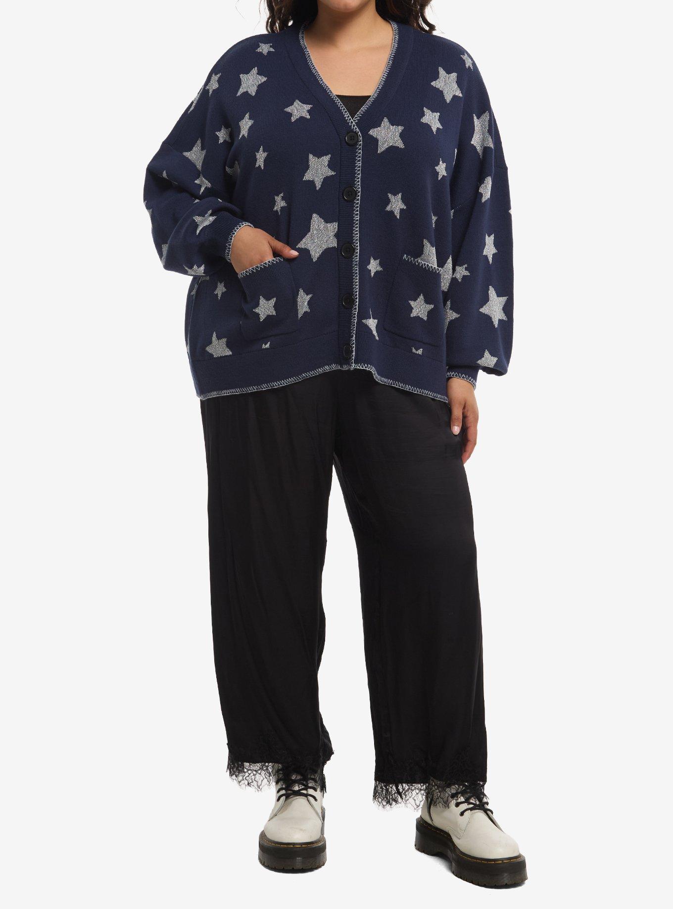 Coraline Silver Star Cardigan Plus Size, , hi-res
