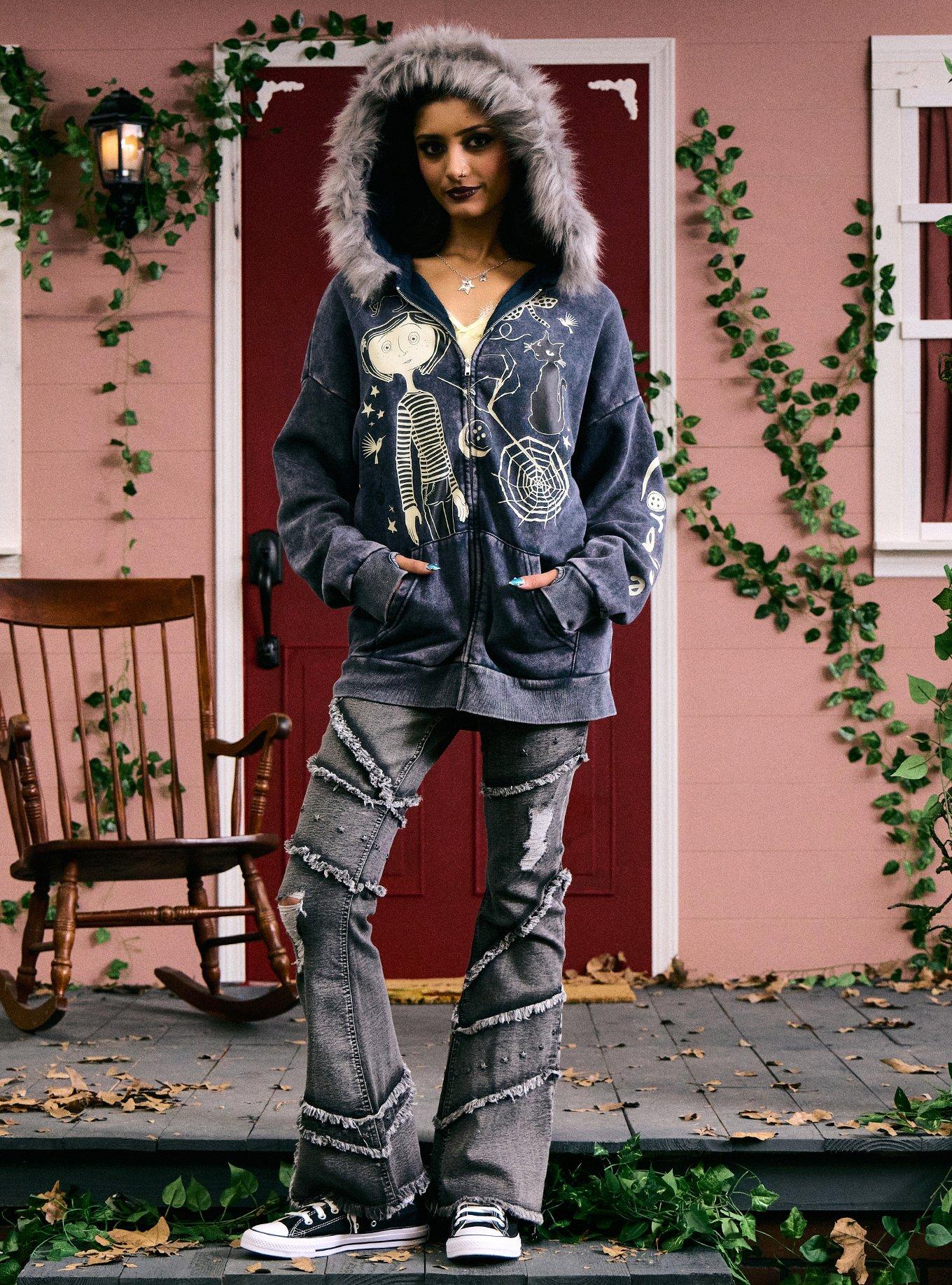 Coraline Fur Trim Glow-In-The-Dark Hoodie, , hi-res