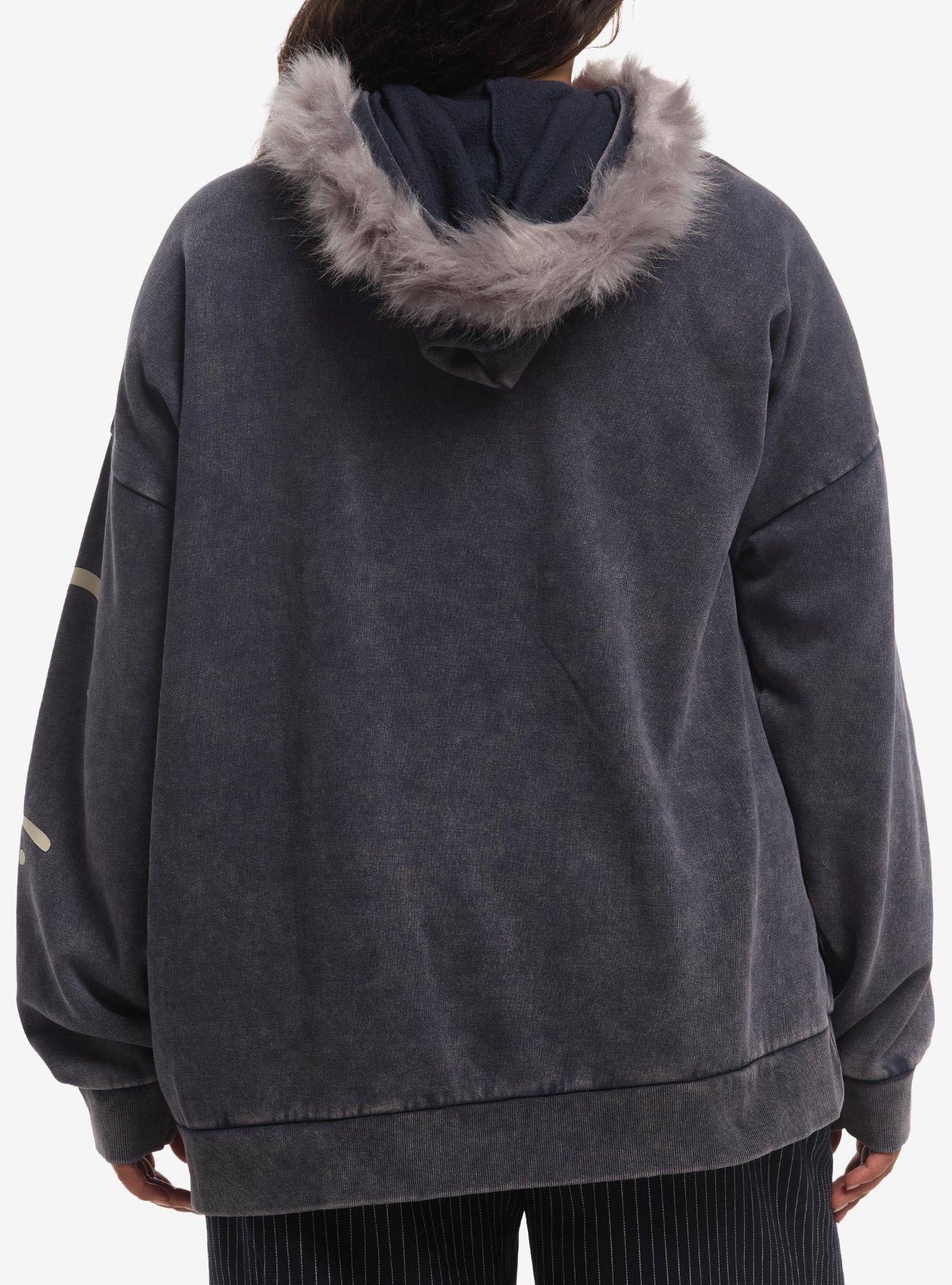 Coraline Fur Trim Glow-In-The-Dark Hoodie Plus Size, , hi-res