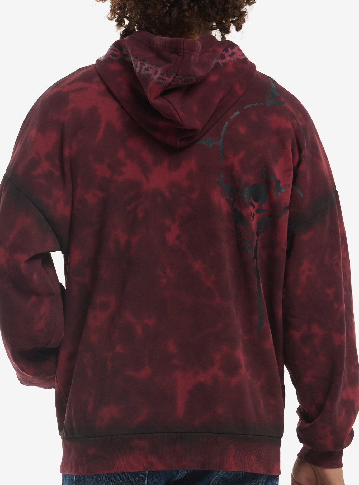Winged Skull Red Wash Hoodie, , hi-res