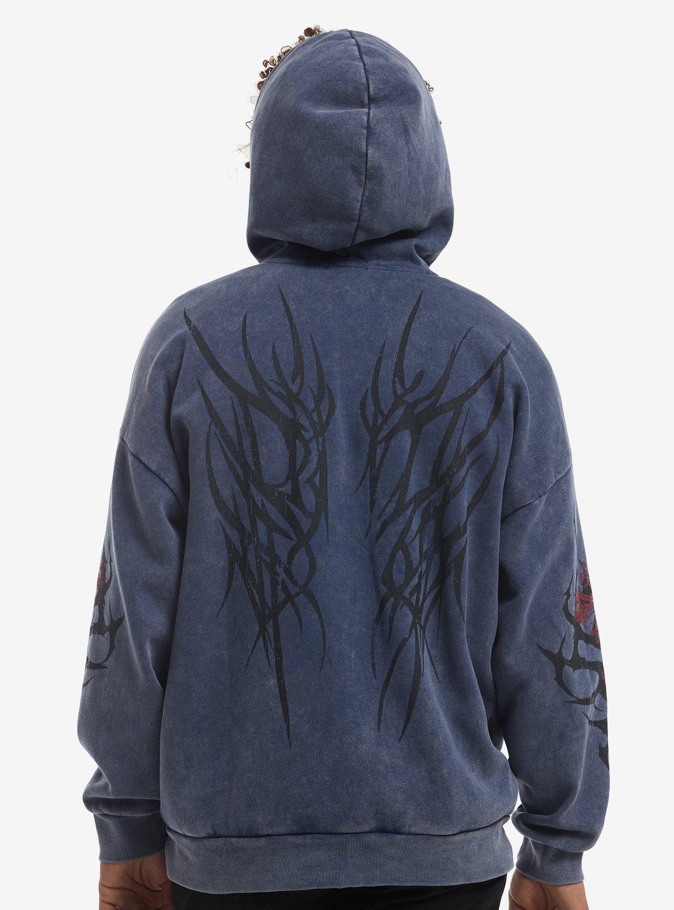 Fatality Skull Blue Wash Hoodie, , hi-res