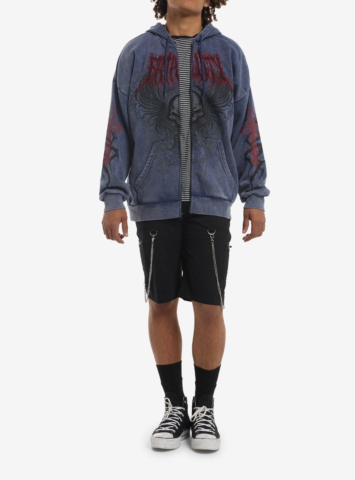 Fatality Skull Blue Wash Hoodie, MULTI, alternate