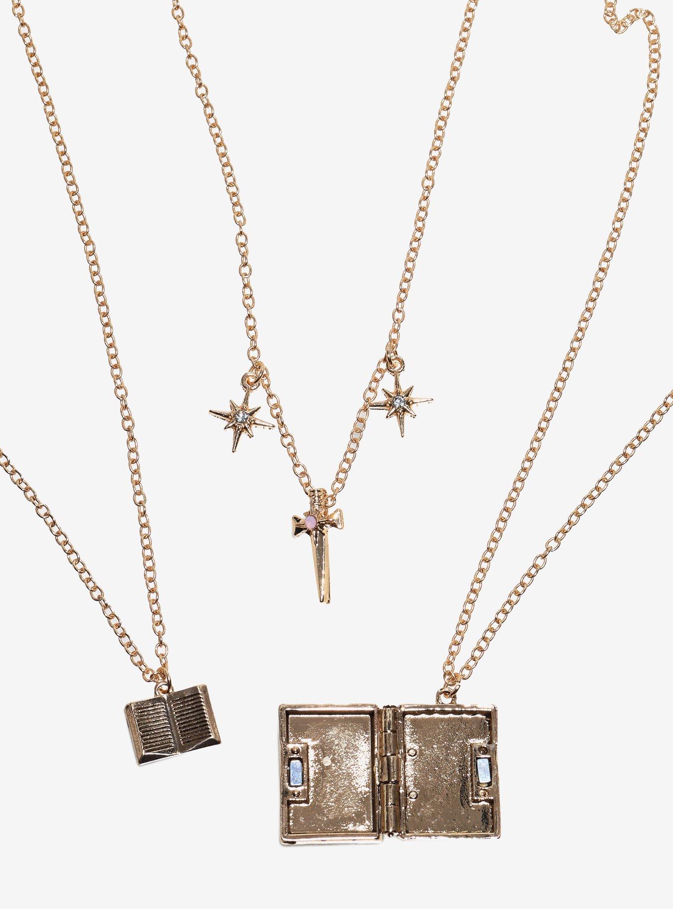 Romantasy Enemies To Lovers Book Locket Necklace Set, , alternate