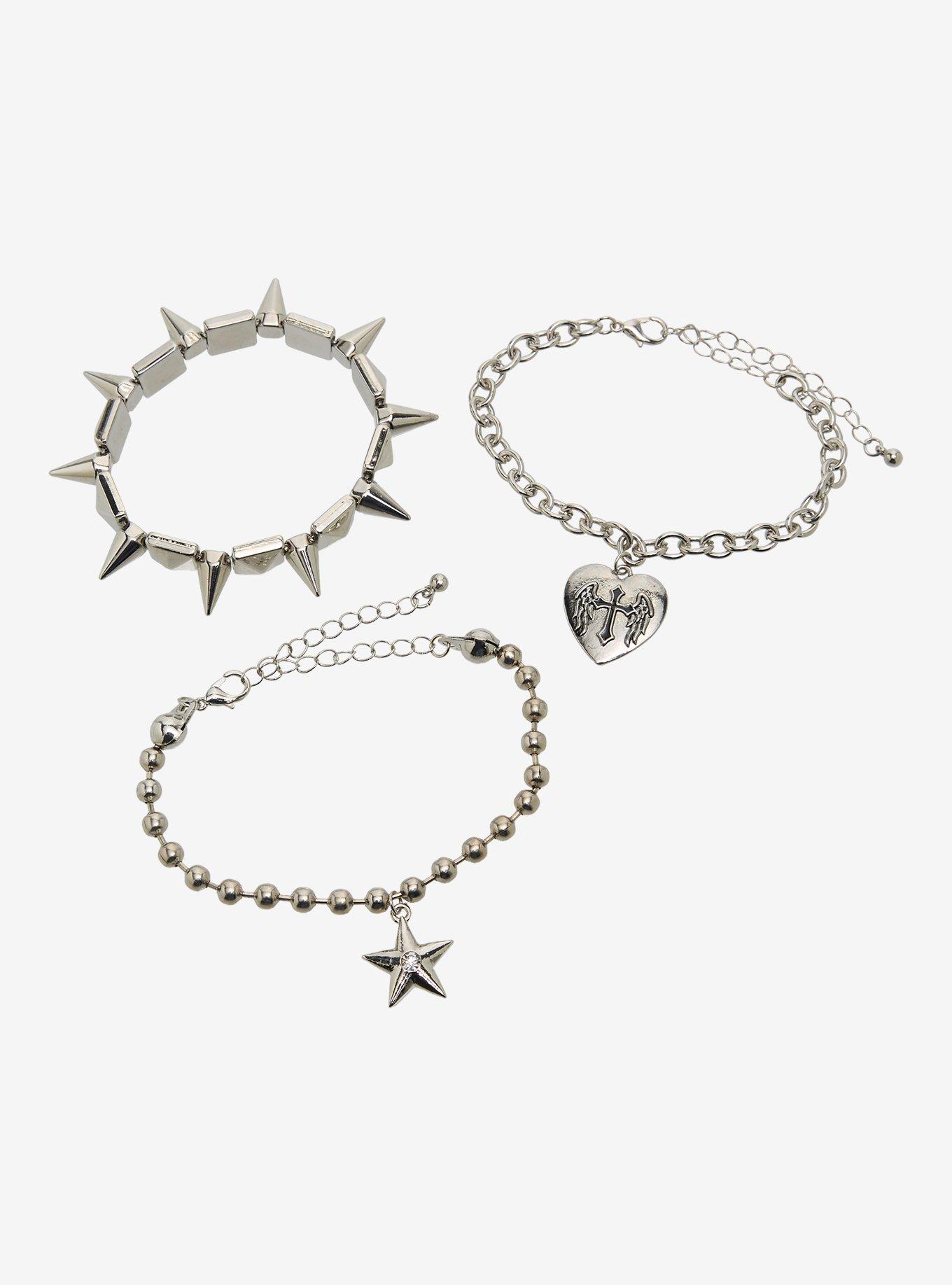 Winged Cross Spike Star Bracelet Set, , hi-res