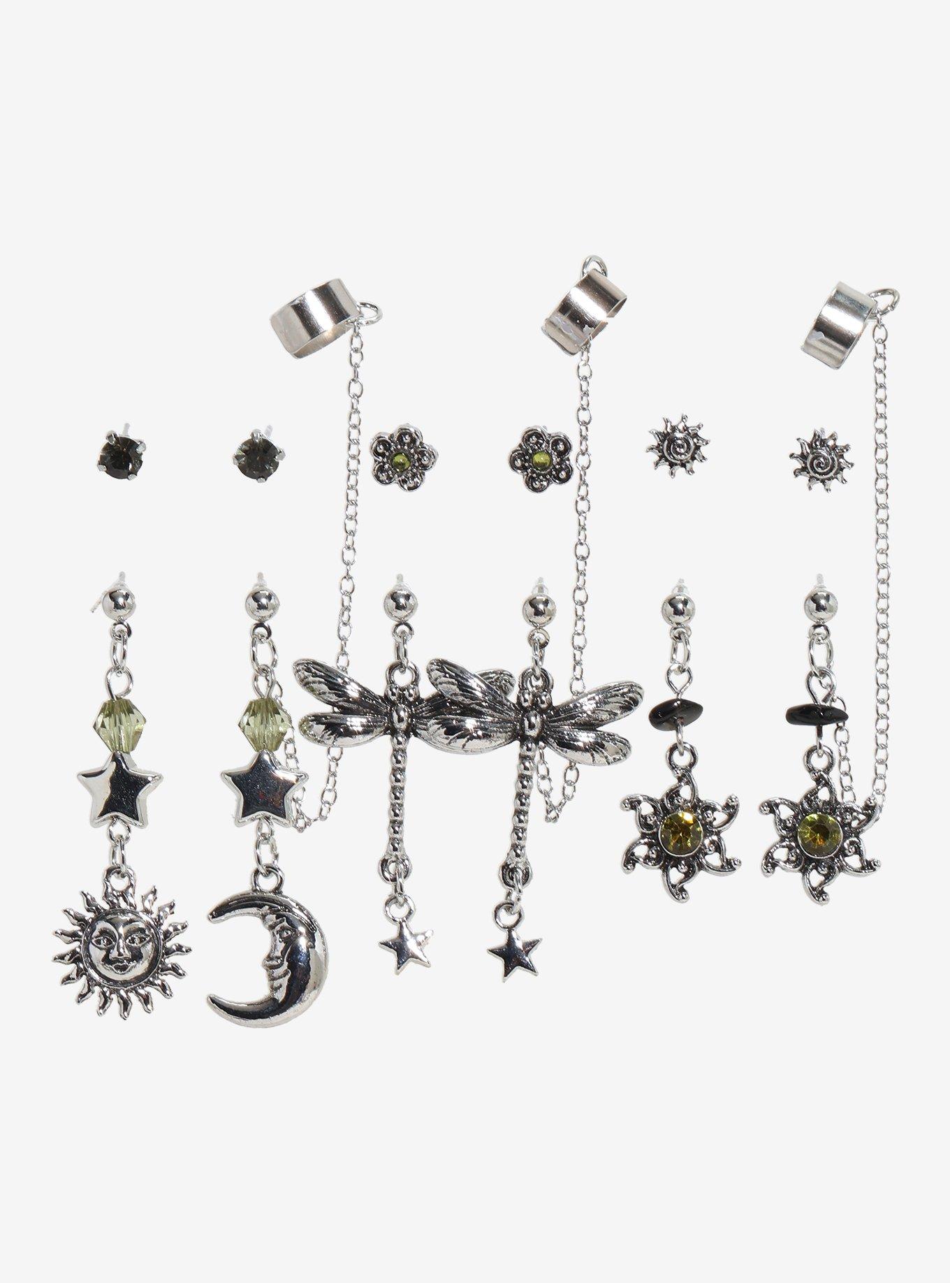 Thorn & Fable Dragonfly Celestial Stud & Cuff Earring Set, , hi-res